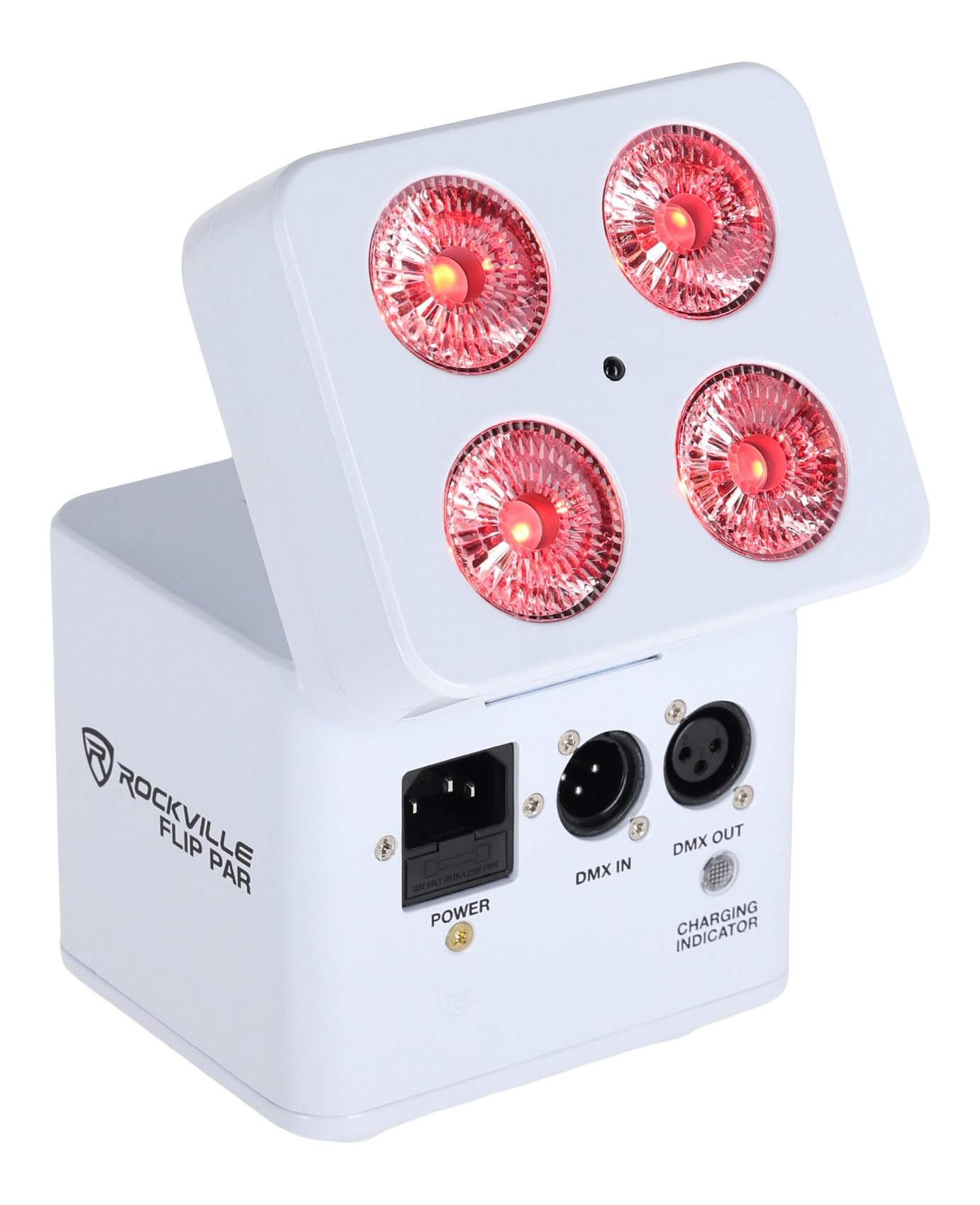 Rockville FLIP PAR White Battery Par Can Wash Light w/Wireless DMX+4 Group WiFi App, 15 Hour Battery, Easy Angle Adjustment