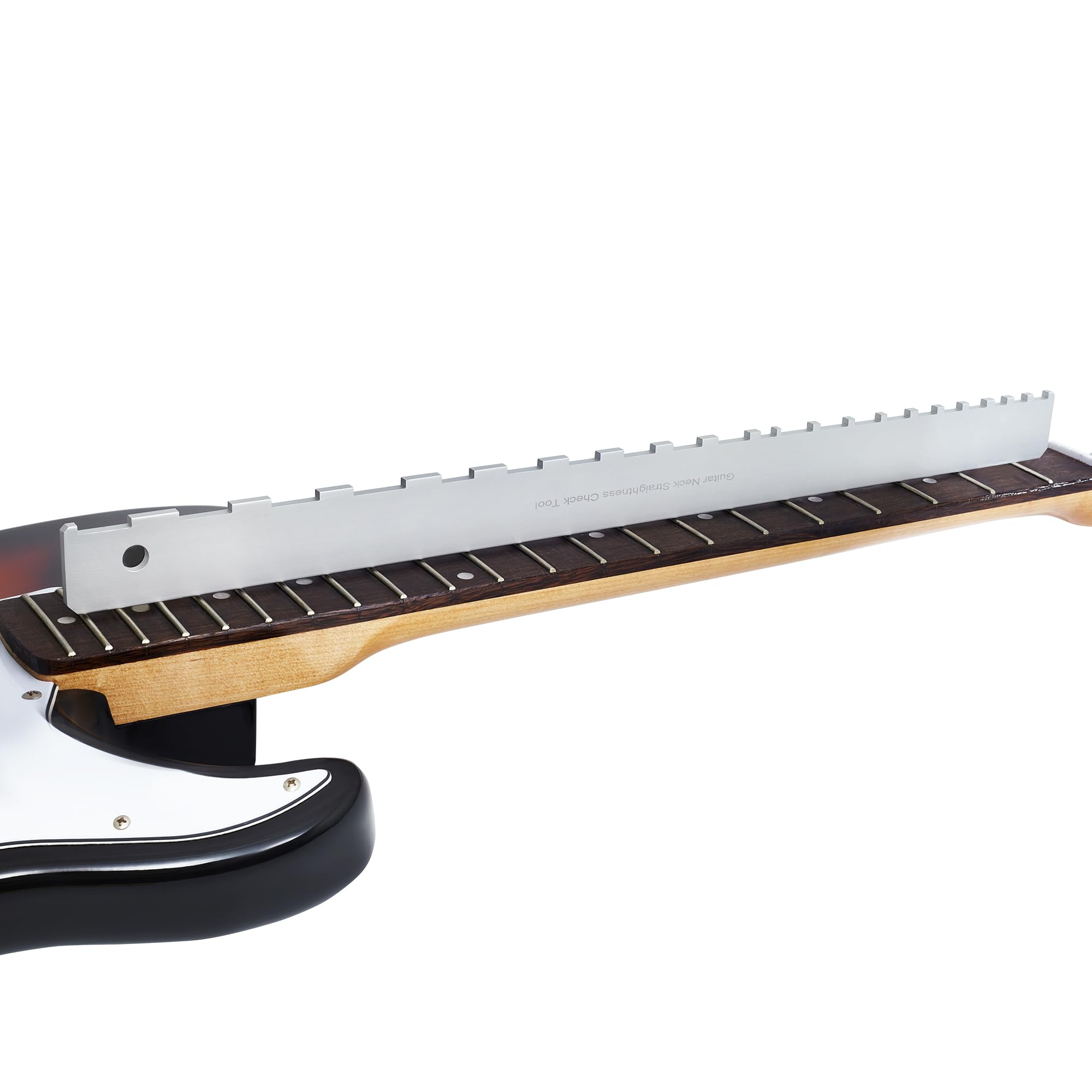 Frautron Guitar Neck Notched Straight Edge, 4mm Thick Aluminum Guitar Neck Maintenance Setup Tool, Pro Luthiers Repair Tool for