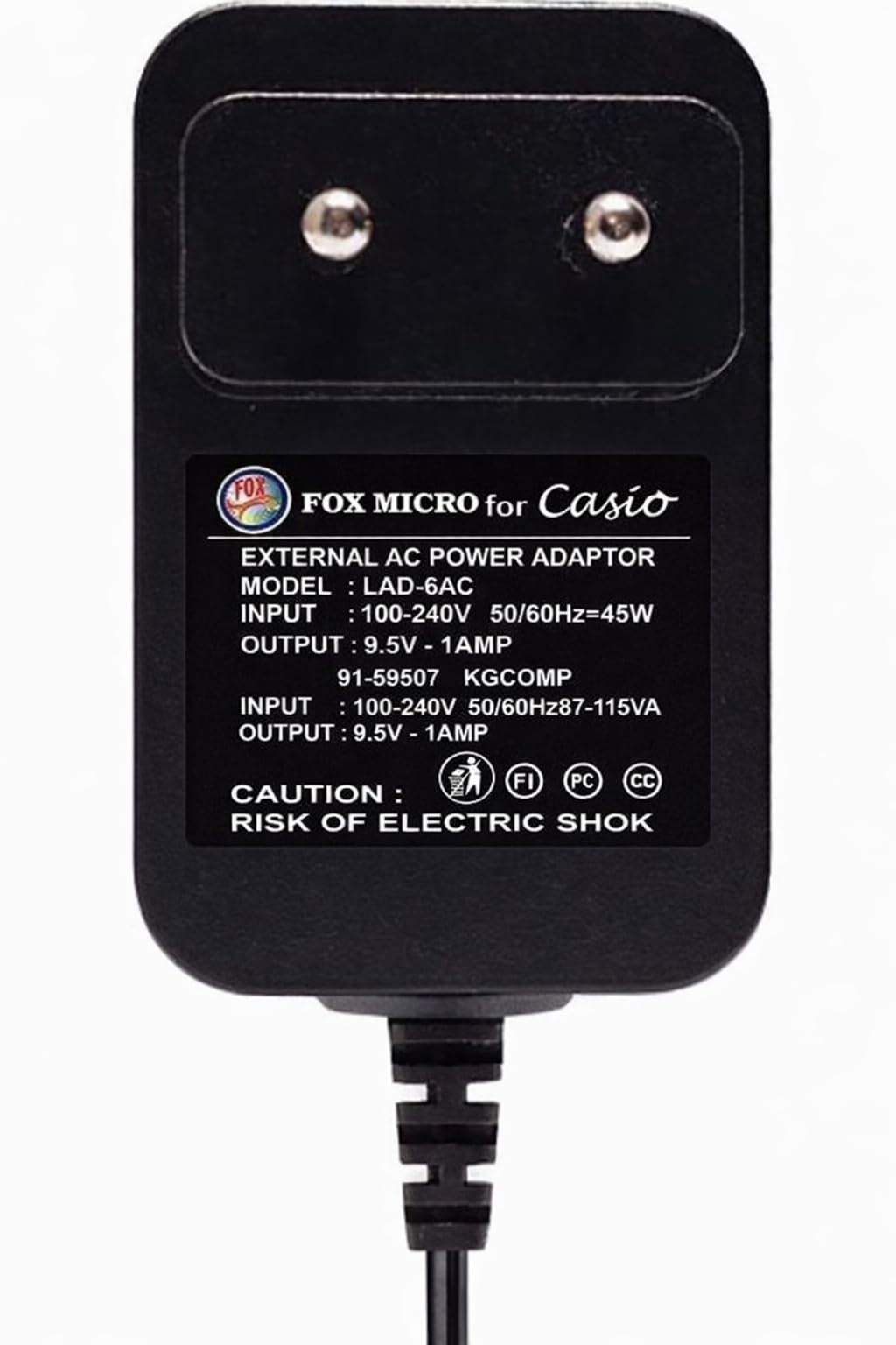 DARAHS 9.5V 1A Electronic Piano Keyboard Charger for Casio CTK-3000 CTK-3200 CTK-8000 CTK-6200 CTK-240 CTK-7200, 2m Power Supply