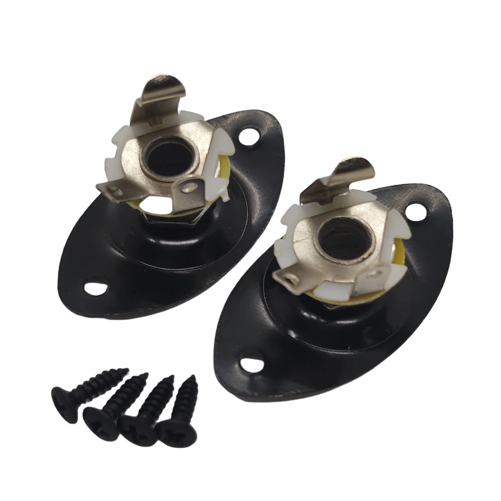 Guitar Jack Plate & Socket Pickup Output Input,Jack Plug Socket for Electric Bass Guitar,1/4inches (6.35mm) Oval Indented,2 Pack