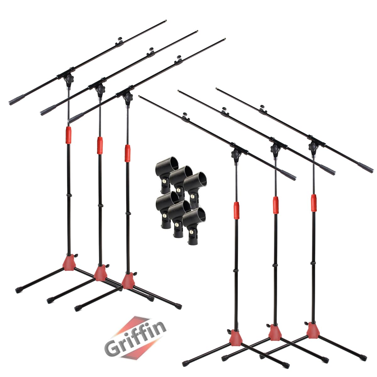 Microphone Boom Stand With Mic Clip Adapter (Pack Of 6) By Griffin | Adjustable Holder Mount For Studio Recording Accessories, S