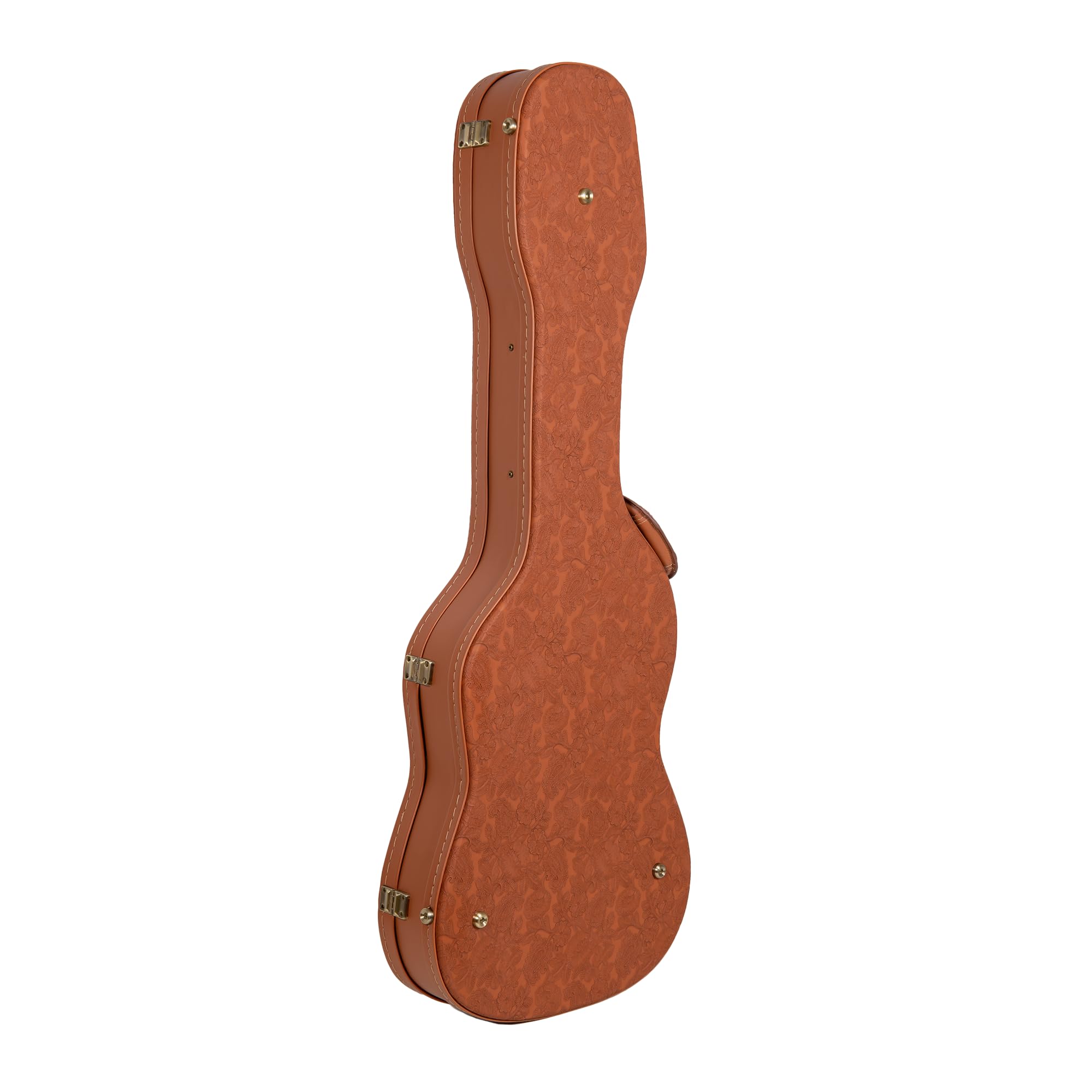 Crossrock Relief Series Electric Guitar Case for Telecaster & Stratocaster Style | Carved Red Wood Finish, Ivory Plush Interior,