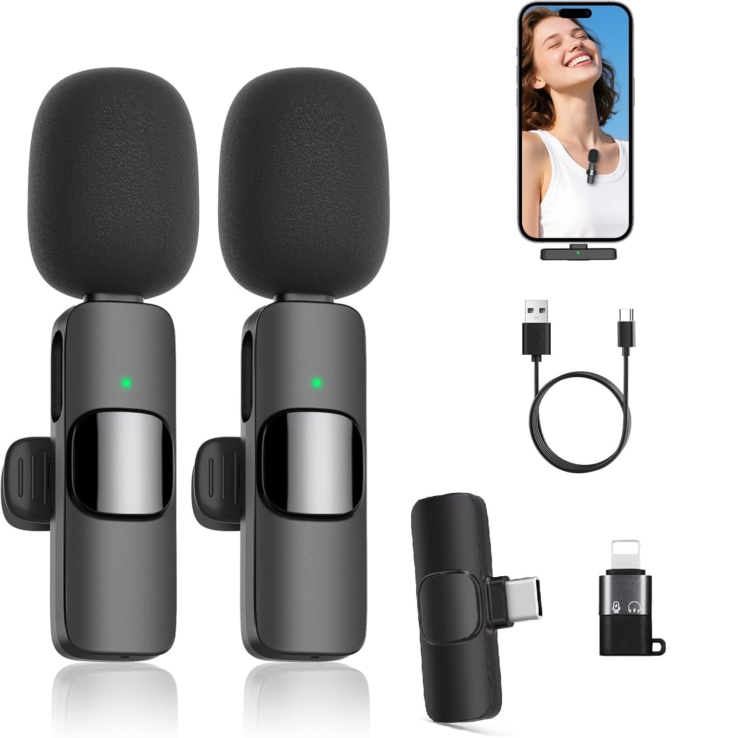 Deoxys Mini Microphone Plug-Play Noise Reduction Wireless Mic, Clip On Lapel Mic For Video Recording Vlog Youtube Tiktok Intervi