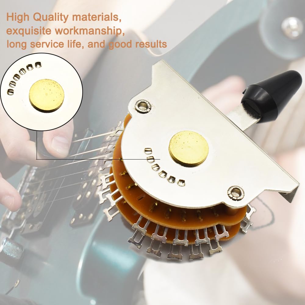 SoulDiM Guitar 5 Way 24 Keys Super Toggle Switch Pickup Selector Super 4-Pole Double Wafer for Strat/Tele Guitars with Black/Ivo