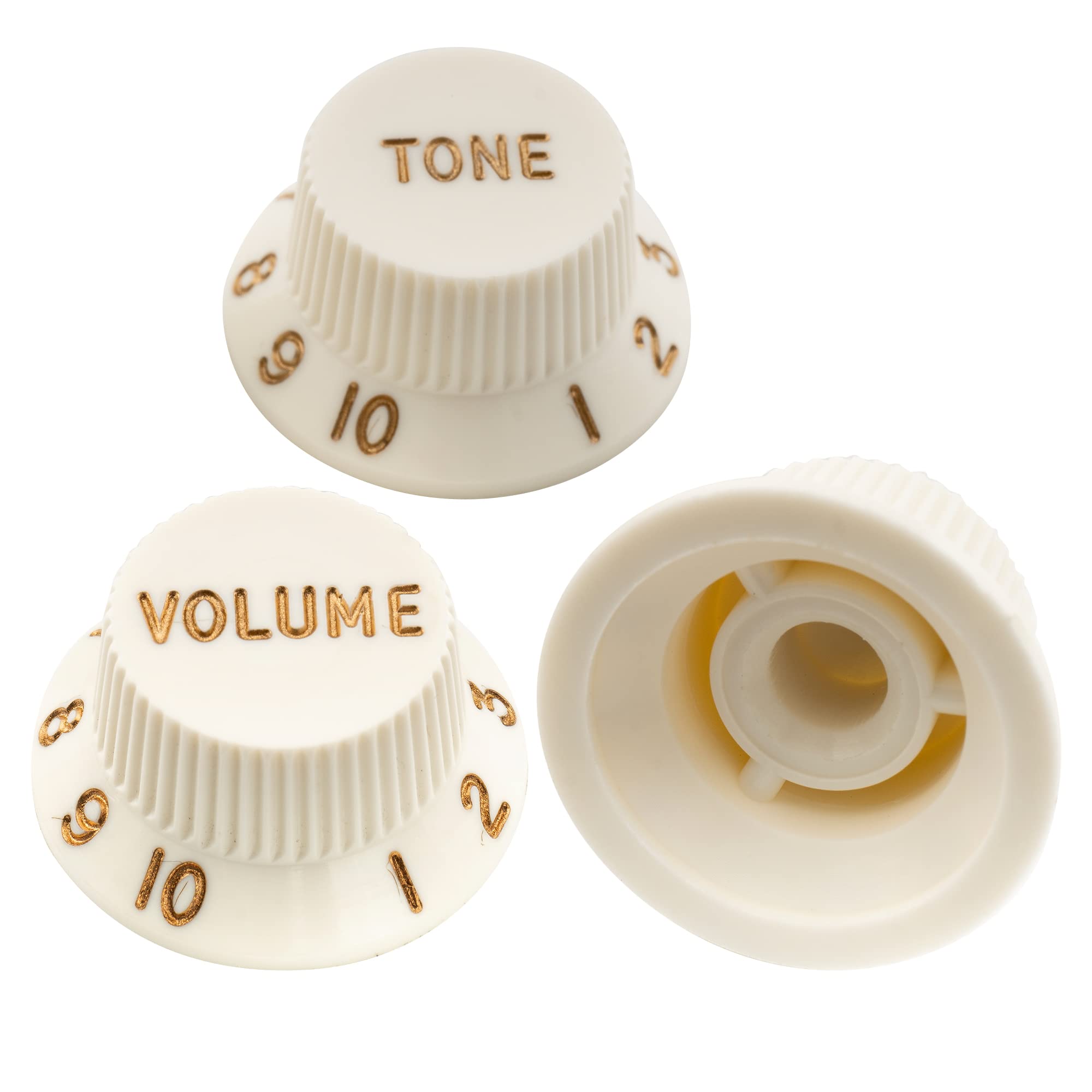 Musiclily Ultra Universal Fitting Size Strat Knobs 2 Tone 1 Volume Set for Fender Stratocaster ST Style Electric Guitar, Aged Wh