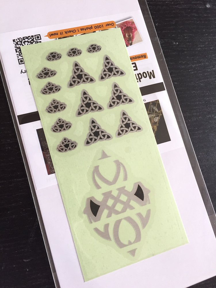 Jockomo Emblem 12th Position Mark Guitar Inlay Sticker - Metallic Triangle Cross