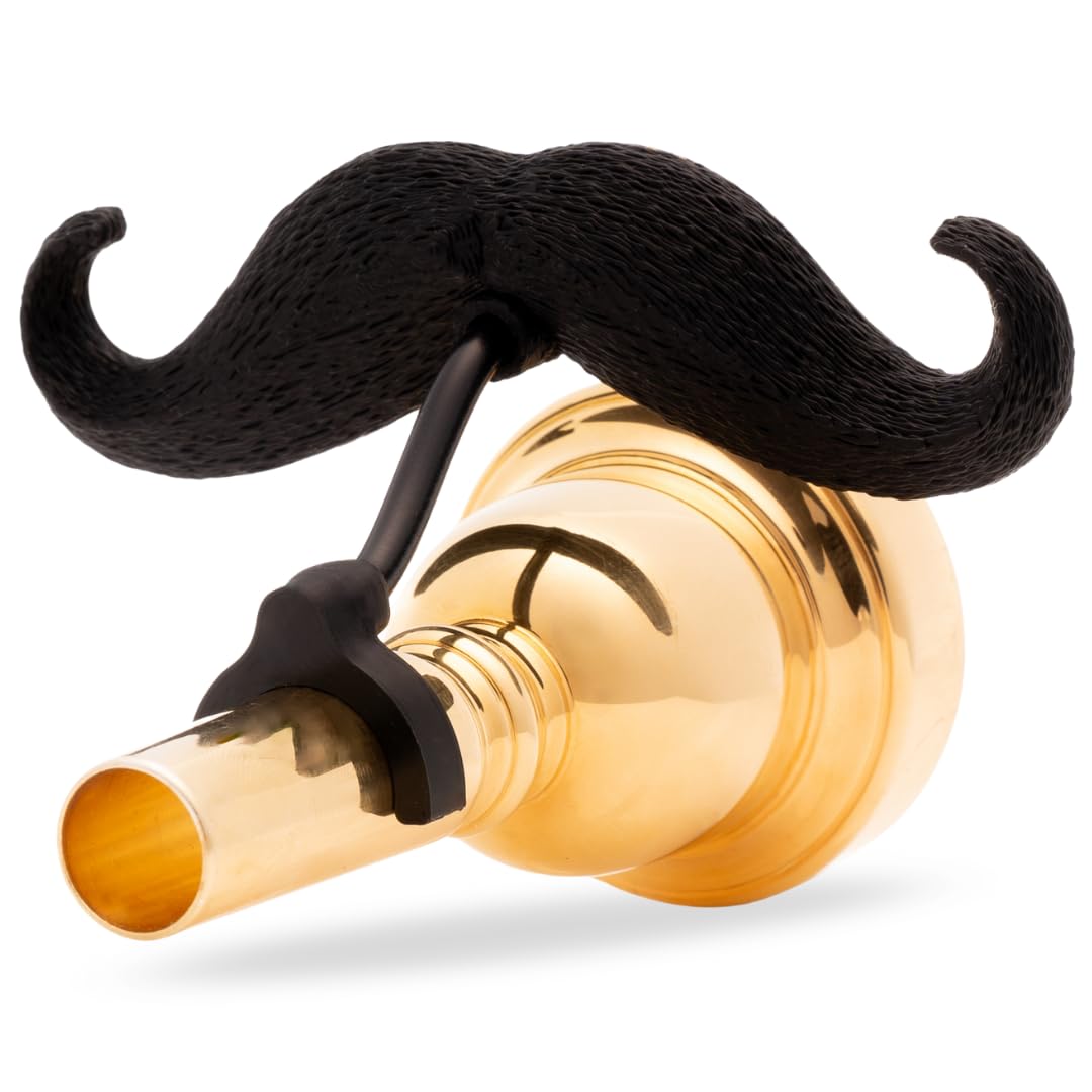 The Original Brasstache 2.0 - New (2024) Clip-on XL Mustache for Trombone or Euphonium Mouthpiece, Large Shank