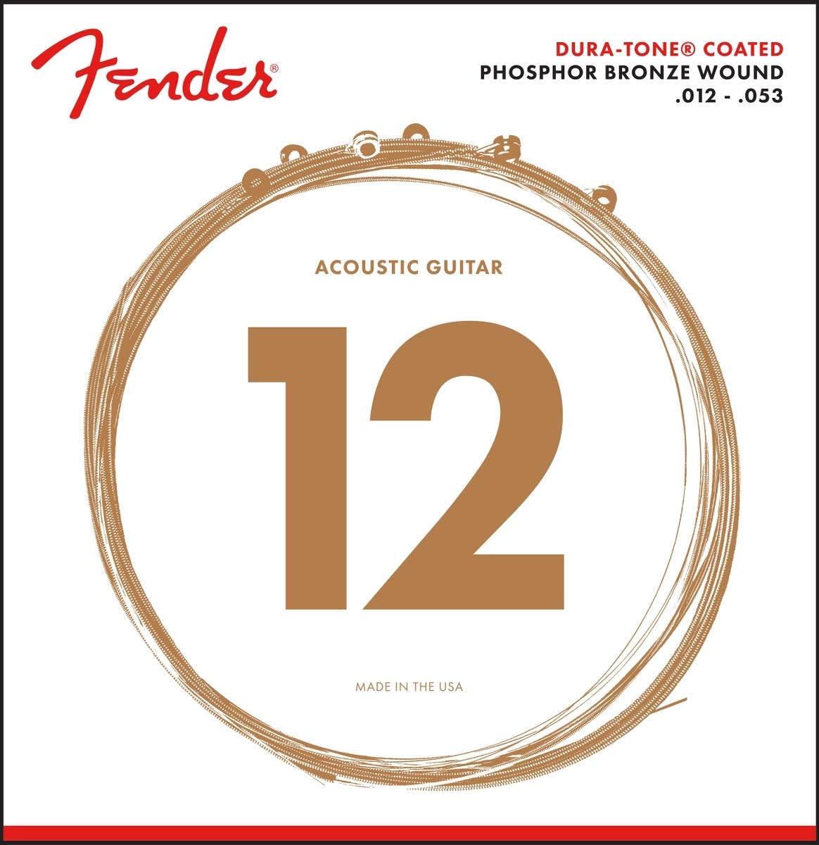 Fender Dura-Tone Coated Phosphor Bronze Acoustic Guitar Strings, 860L .012-.053