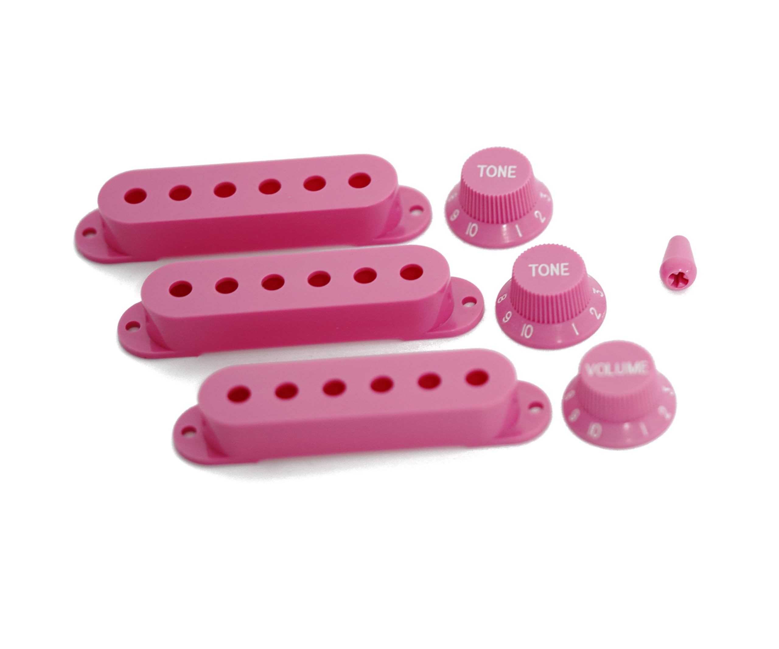 Guyker 3Pcs Plastic Guitars Single Coil Pickup Covers (52Mm Pole Spacing) & 1 Volume 2 Tone 1V2T Switch Knobs & Switch Tip Cap P