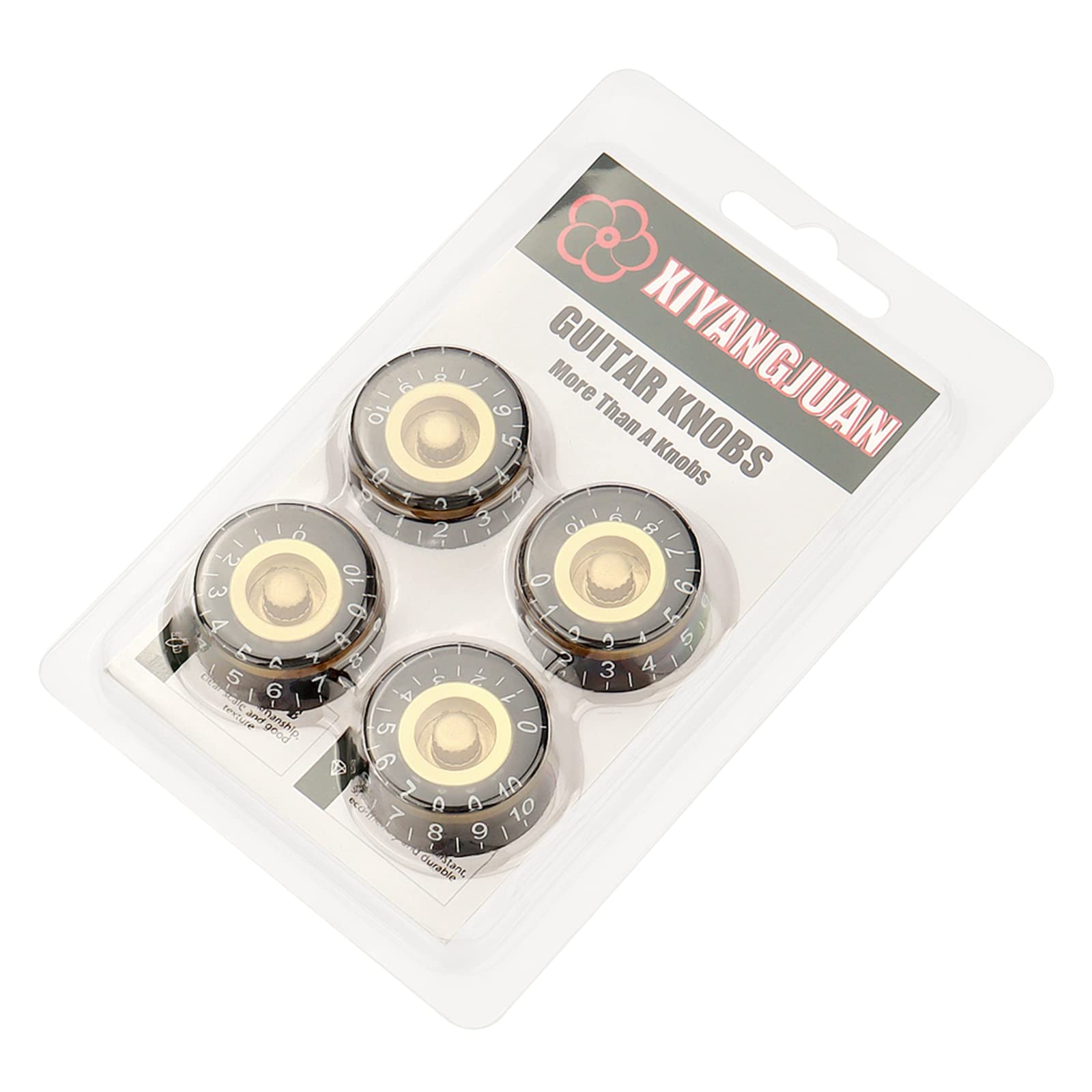 XIYANGJUAN 4Pcs Electric Guitar Knobs Gold Black Speed Volume Tone Control Knobs for Les Paul Strat Style Guitar Bass Parts Repl