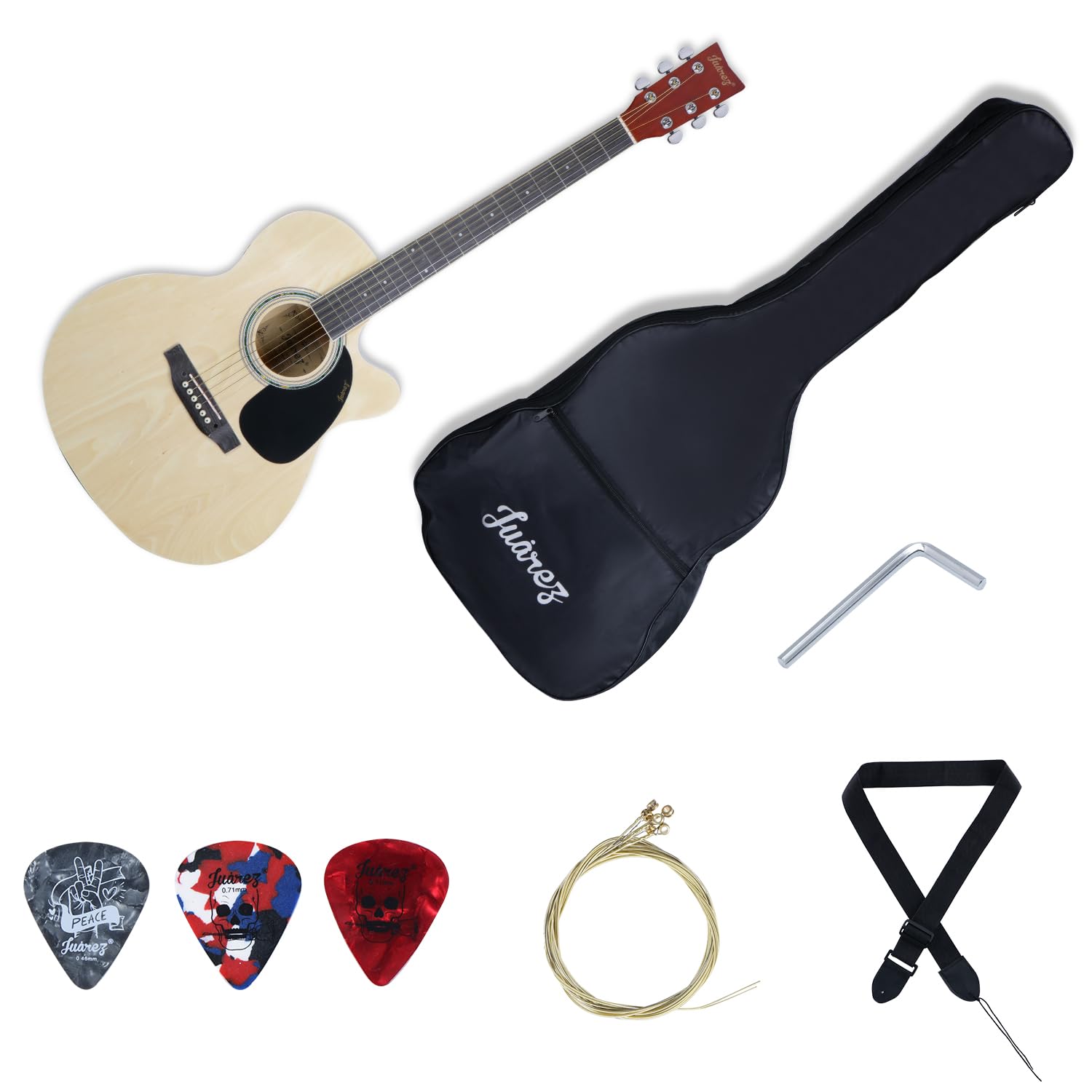 Juarez Jrz40C/Nat-Eq Guitar - Enhanced Sound With Truss Rod, Bag, Strings, Strap, Picks, And Eq-7545R Natural