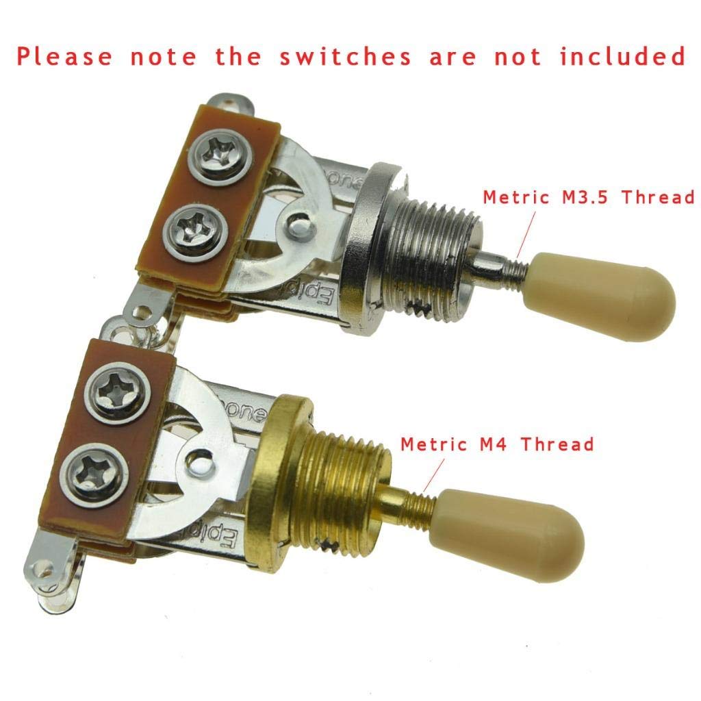 KAISH 20pcs Metric M3.5/M4 Guitar 3 Way Toggle Switch Tip Switch Knobs Guitar Switch Cap for Epi LP Les Paul Black