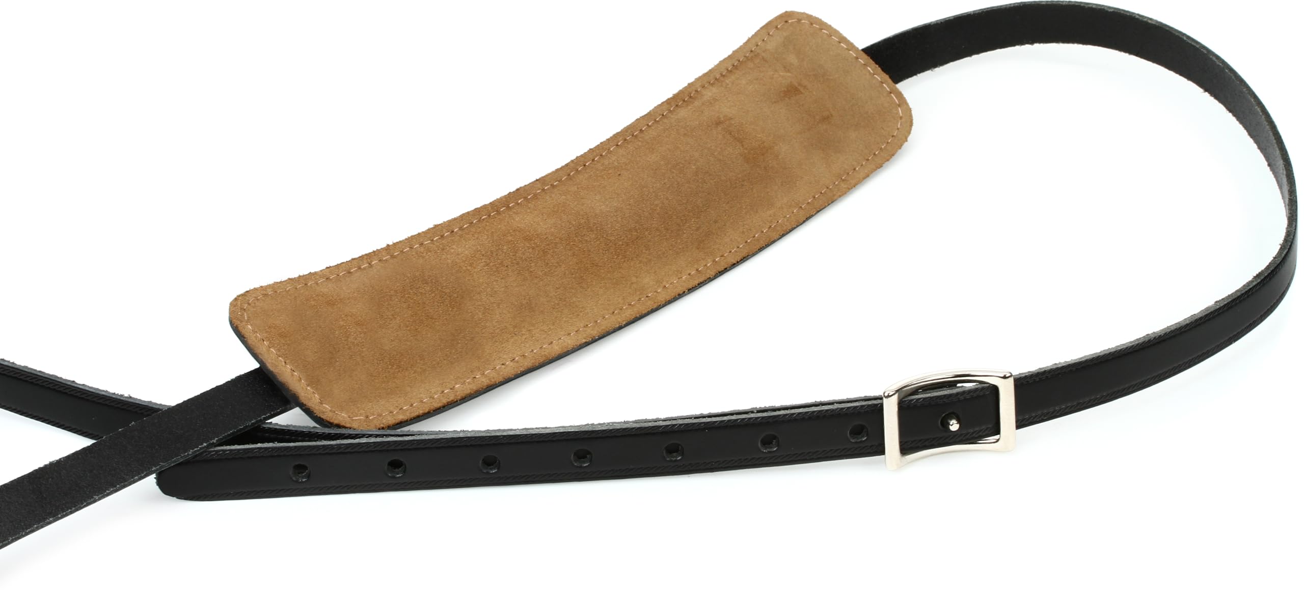 Levy's Leathers M25-BLK 50s-Style Veg-Tan Leather Guitar Strap, Black