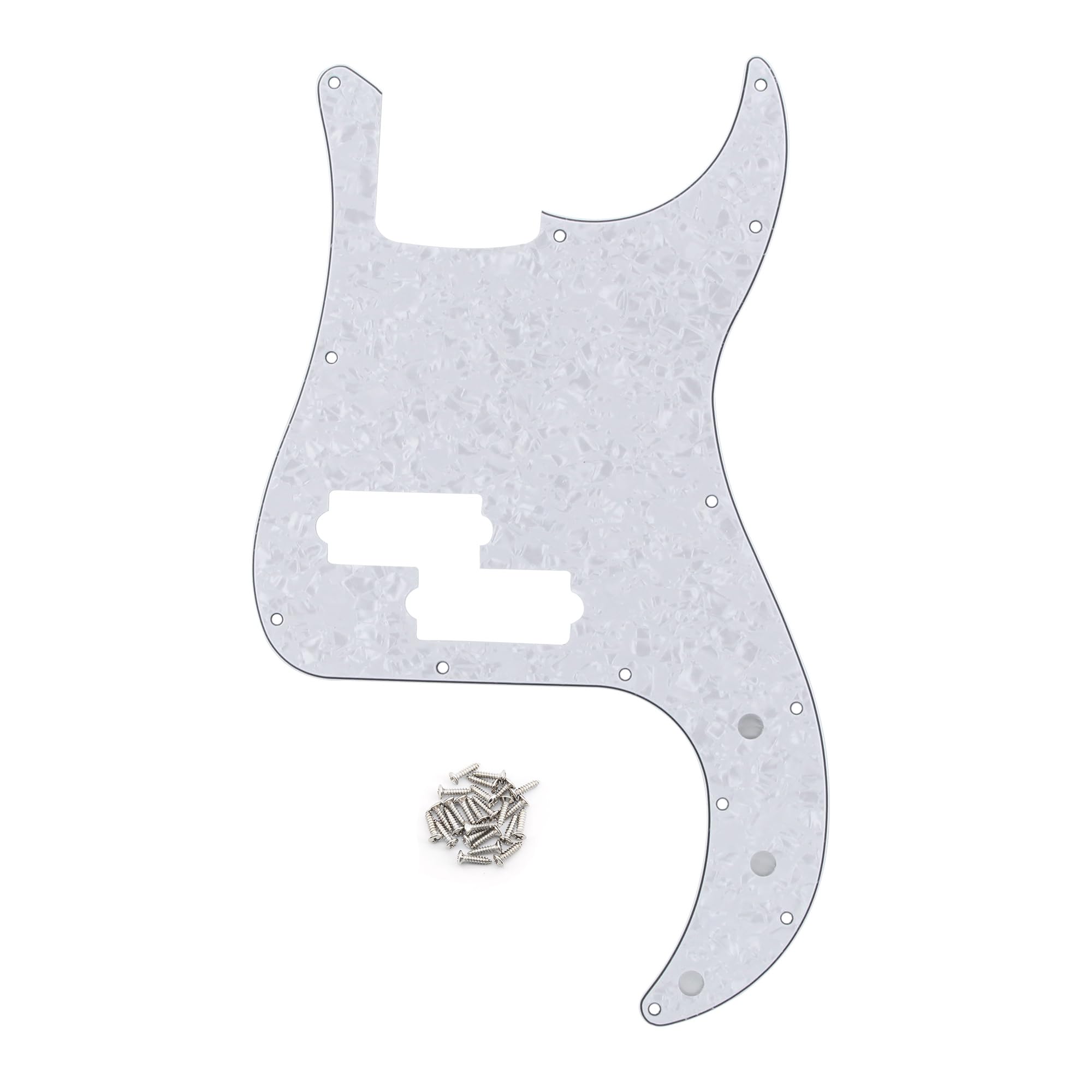 FLEOR P Bass Pickguard Guitar Scratch Plate Pick Guard for 4 String American/Mexican Standard P Bass Style, 4Ply White Pearl