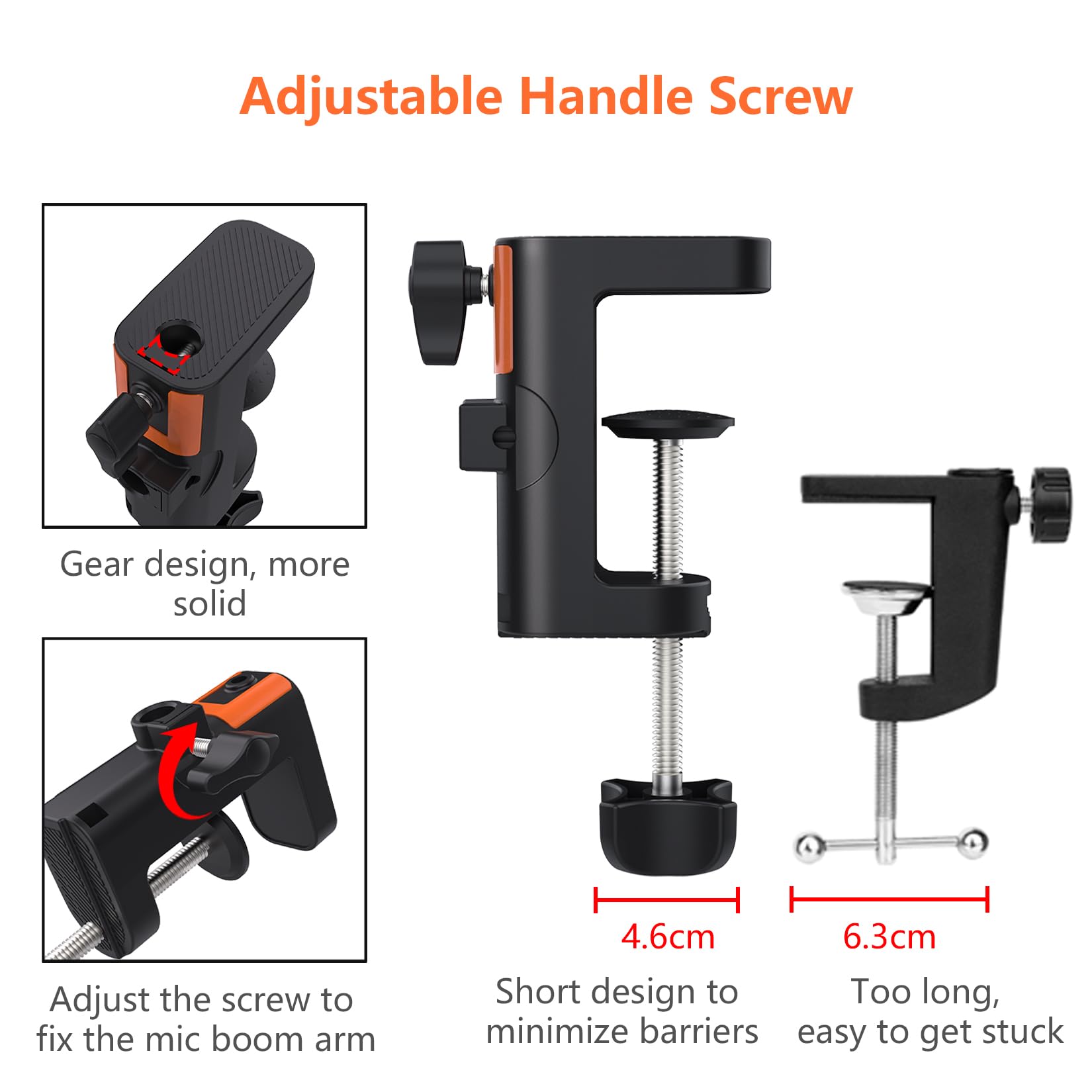 LILANZo Table Clamp Mount for Microphone Stand, 2-in-1 Mic Boom Arm Clamp Table C Clip for Desktop Overhead Camera Tripod Mic St