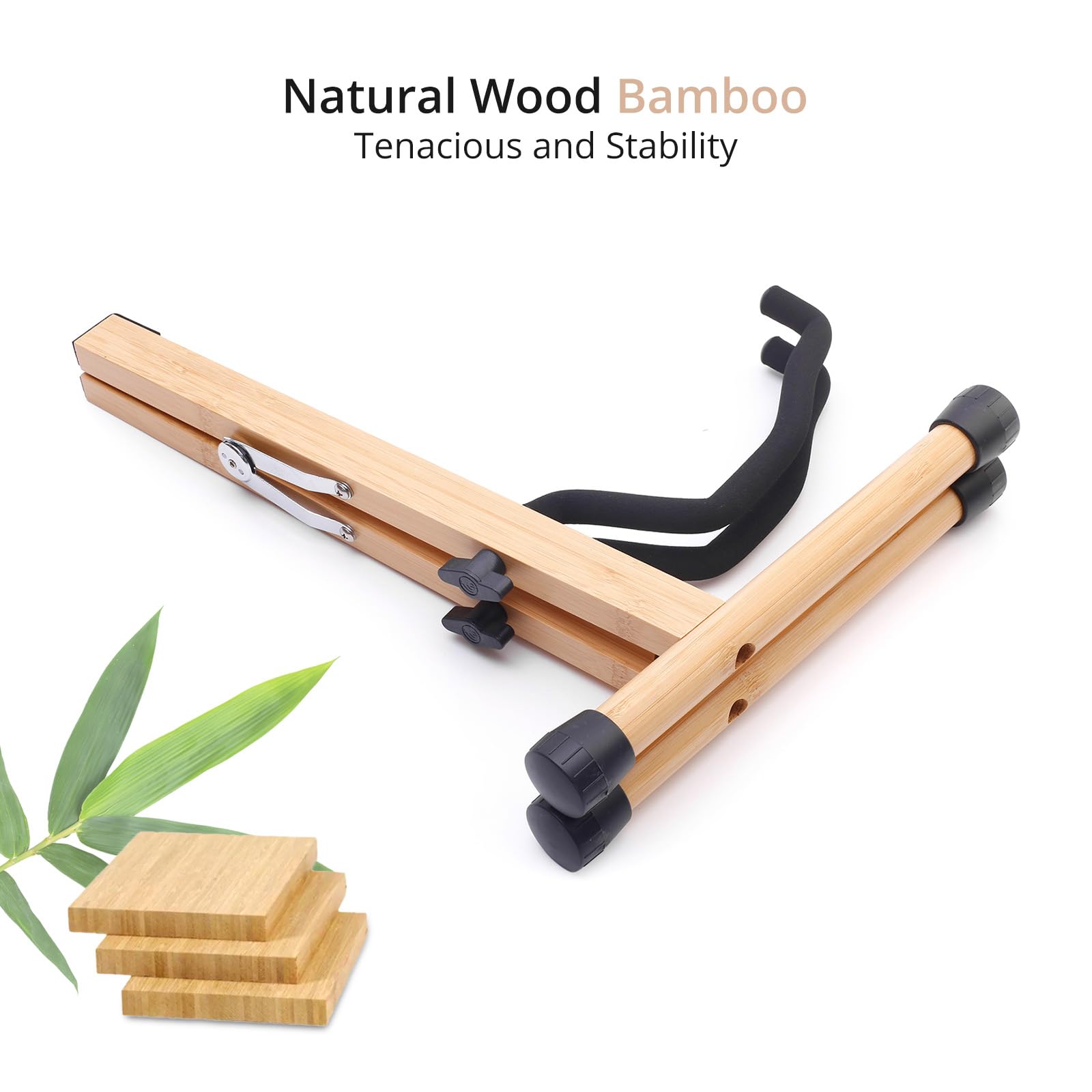 MUSO Bamboo Guitar Stand, A-Frame Folding Holder, Easy Assembly and Portable, For Acoustic Guitar, Electric Bass,Violin, Viola,C