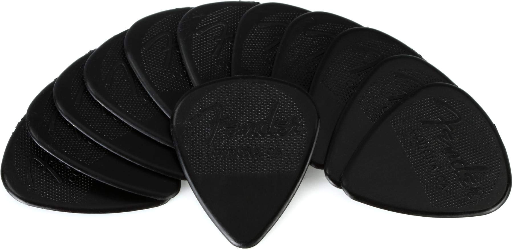 Fender Nylon Guitar Picks 351 Shape, Black, 1.14Mm, 12-Pack