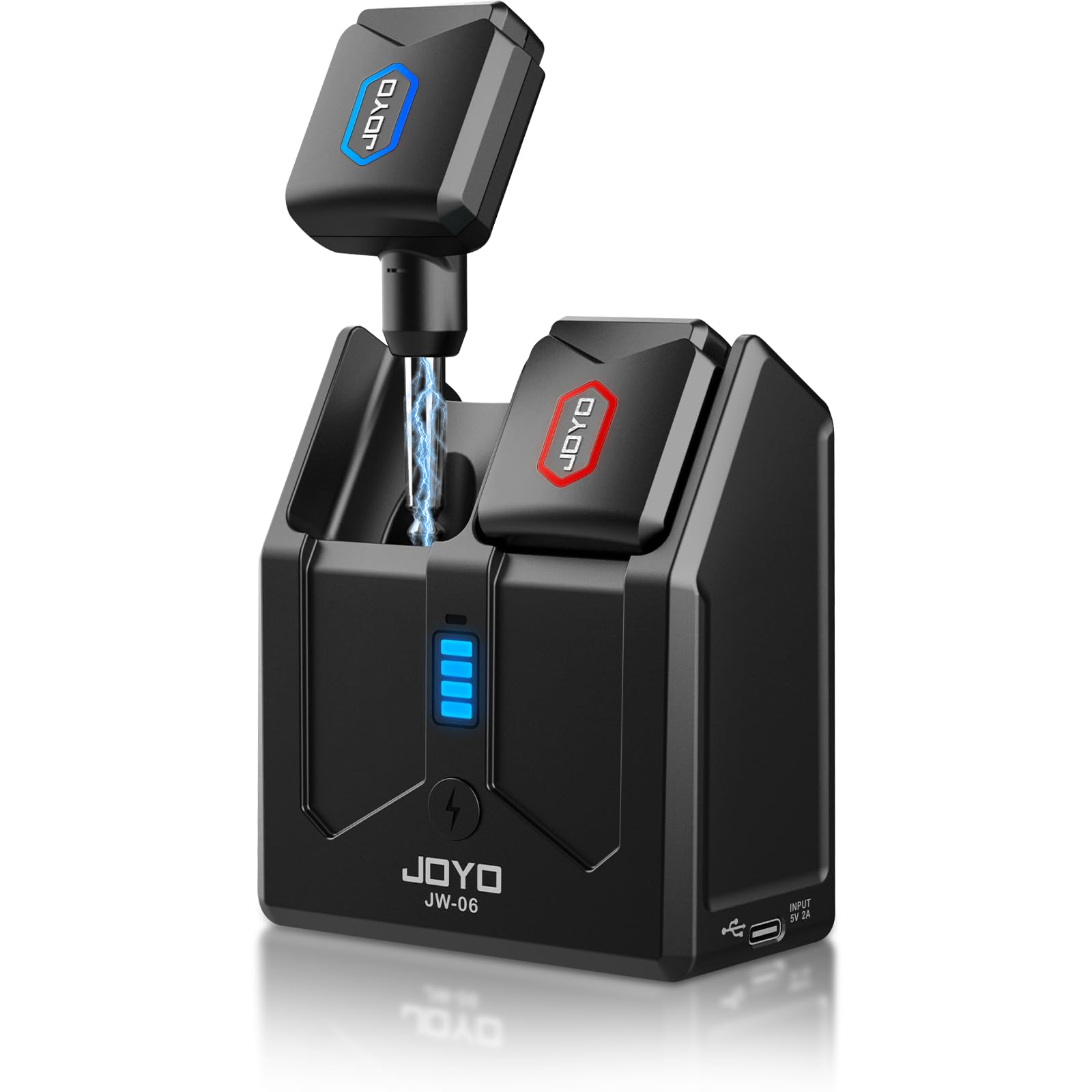5.8Ghz Wireless Guitar Transmitter Receiver Guitar System with Charging Box for Electric Guitar Bass 4 Audio Channels (JW-06)