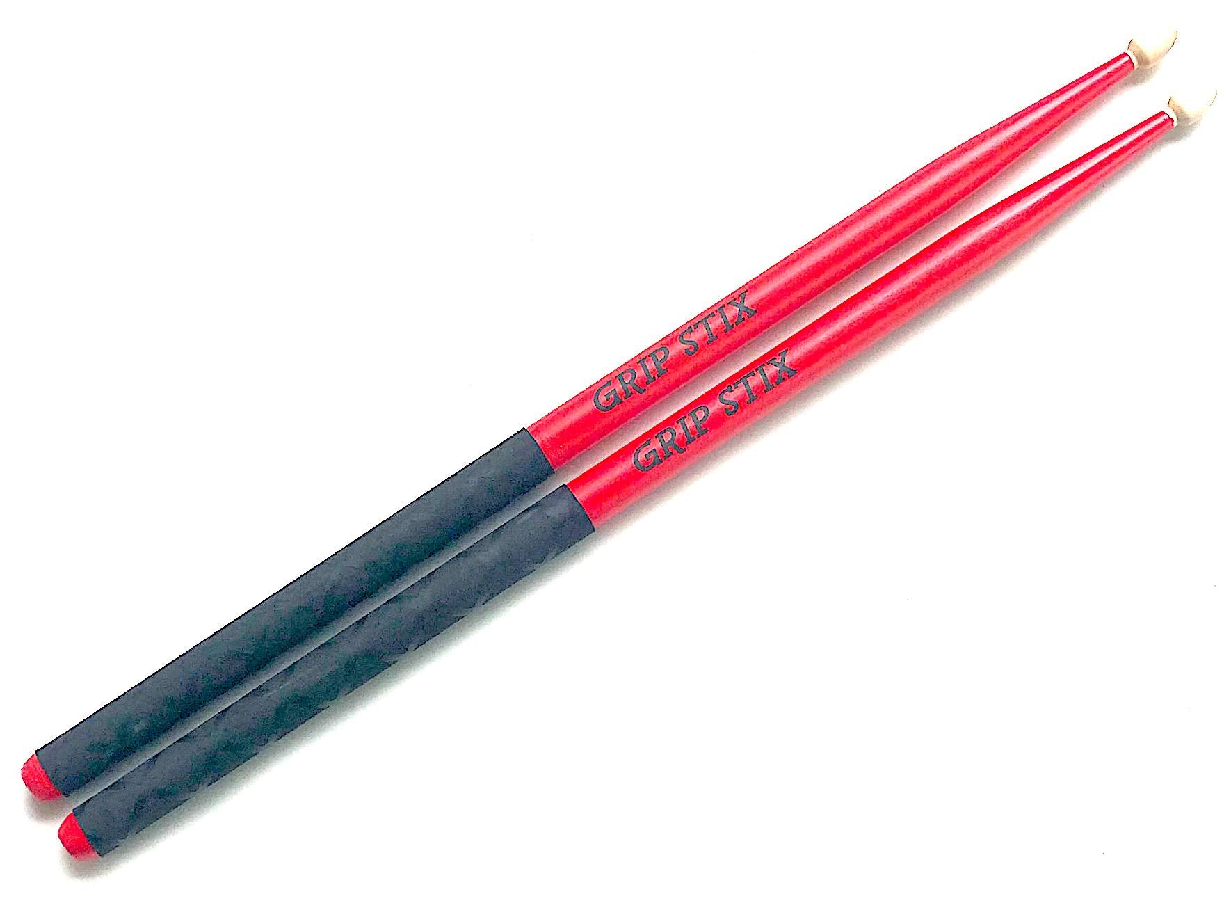 GRIP STIX 15 Long RED with Black NON-SLIP Grip Drumsticks -Ideal for Cardio Fitness, Aerobic & Workout Exercises