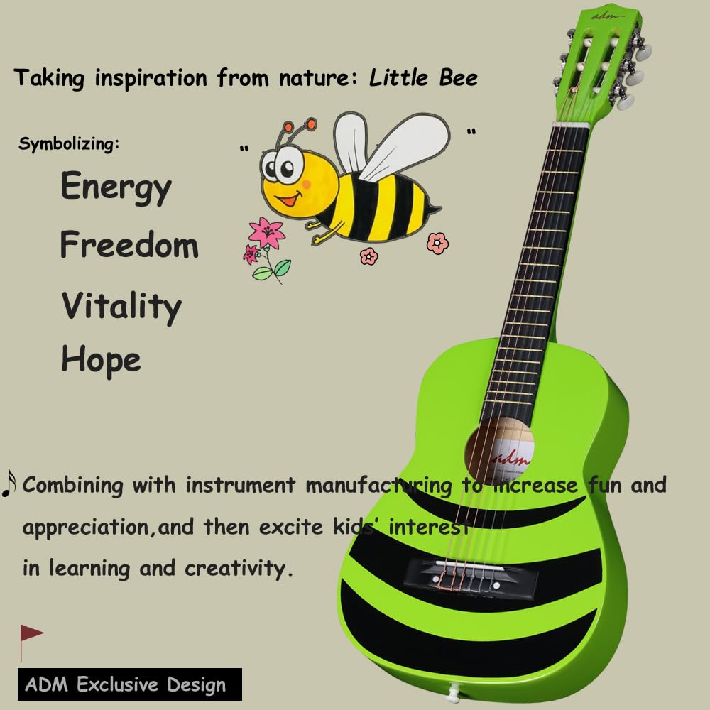 ADM Beginner Acoustic Classical Guitar Nylon Strings Wooden Guitar Bundle Kit for Kid Boy Girl Student Youth Guitarra Online Les