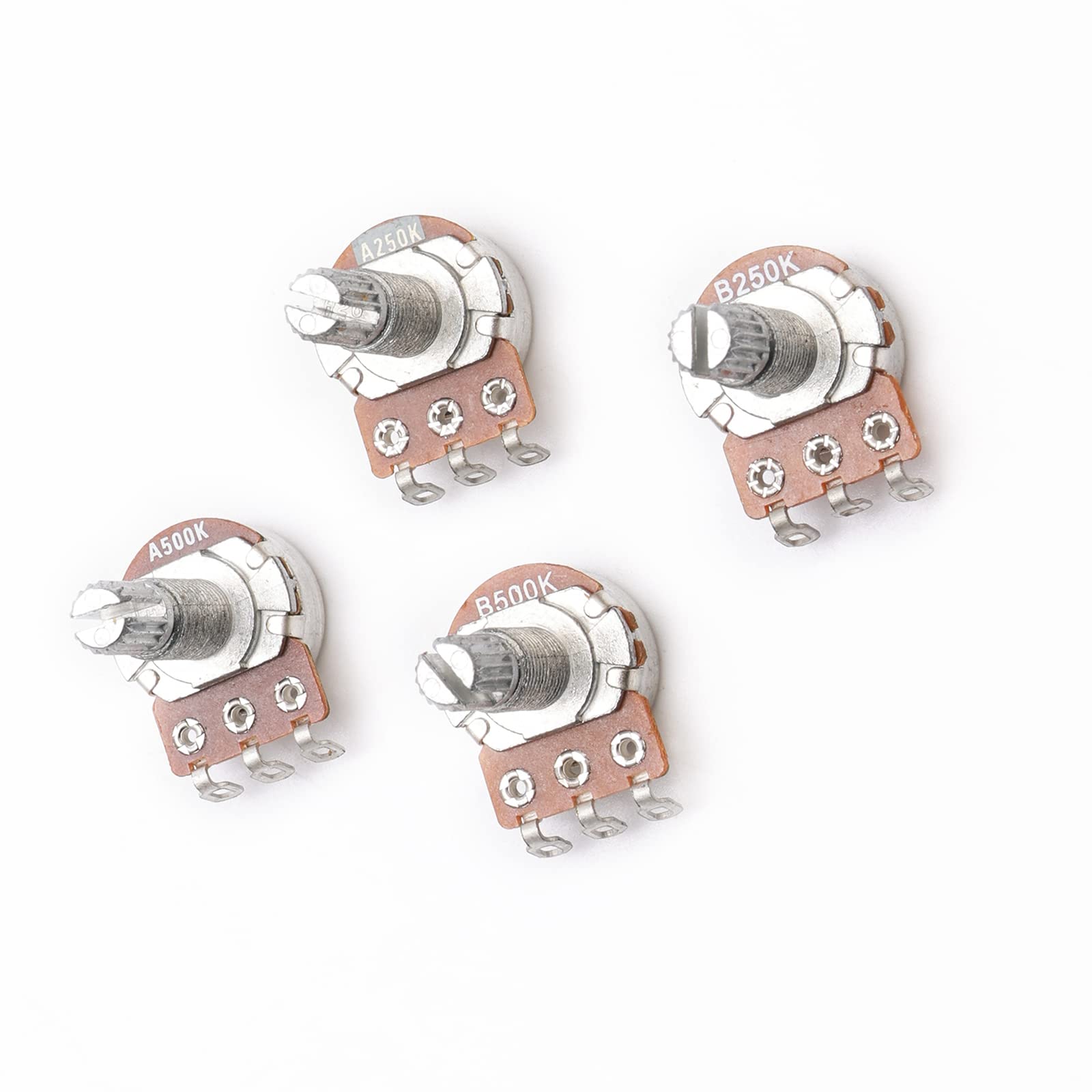 Unxuey Guitar Potentiometer Audio Pots Volume Knob Pots with Long Split Shaft A500K B500K A250K B250K OHM Replacement for Electr