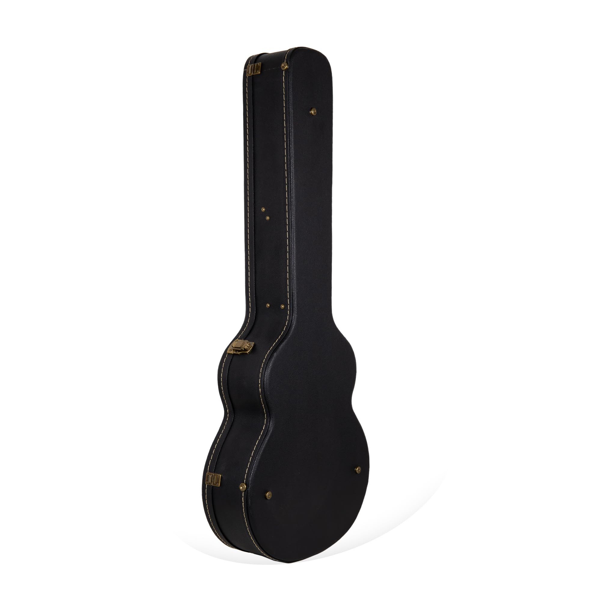 Crossrock Wooden Guitar Case -Fits Acoustic Bass Guitar -Vintage Hardware, Sponge Lining, Metal Feet, Storage Space-Black (CRW52