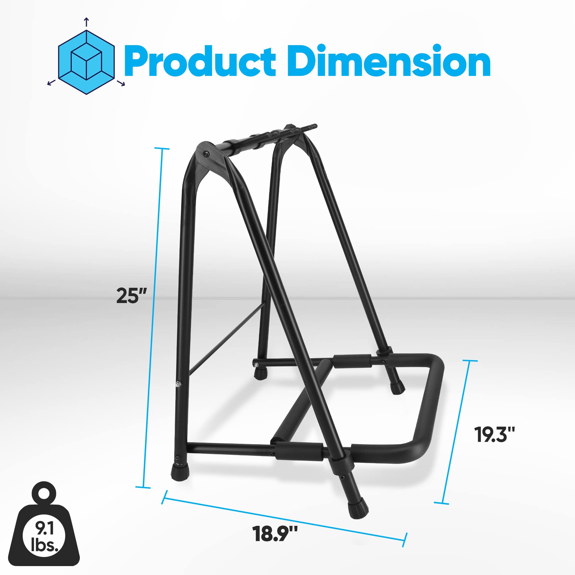 Pyle Foldable Universal Multi 3 Stand Portable Collapsible Instrument Floor Guitar Rack Holder w/Foam Padding-for Acoustic, Elec