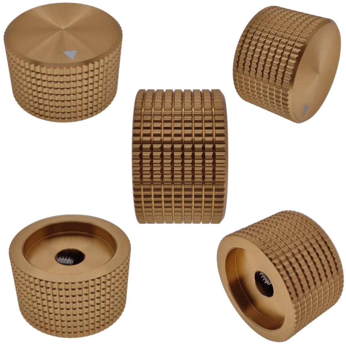 Szliyands 5 Pack Aluminum Rotary Electronic Control Potentiometer Knob,For 0.23 ' ' Diameter Shaft, 0.98 ' ' Dia, 0.61 ' ' H, Gu