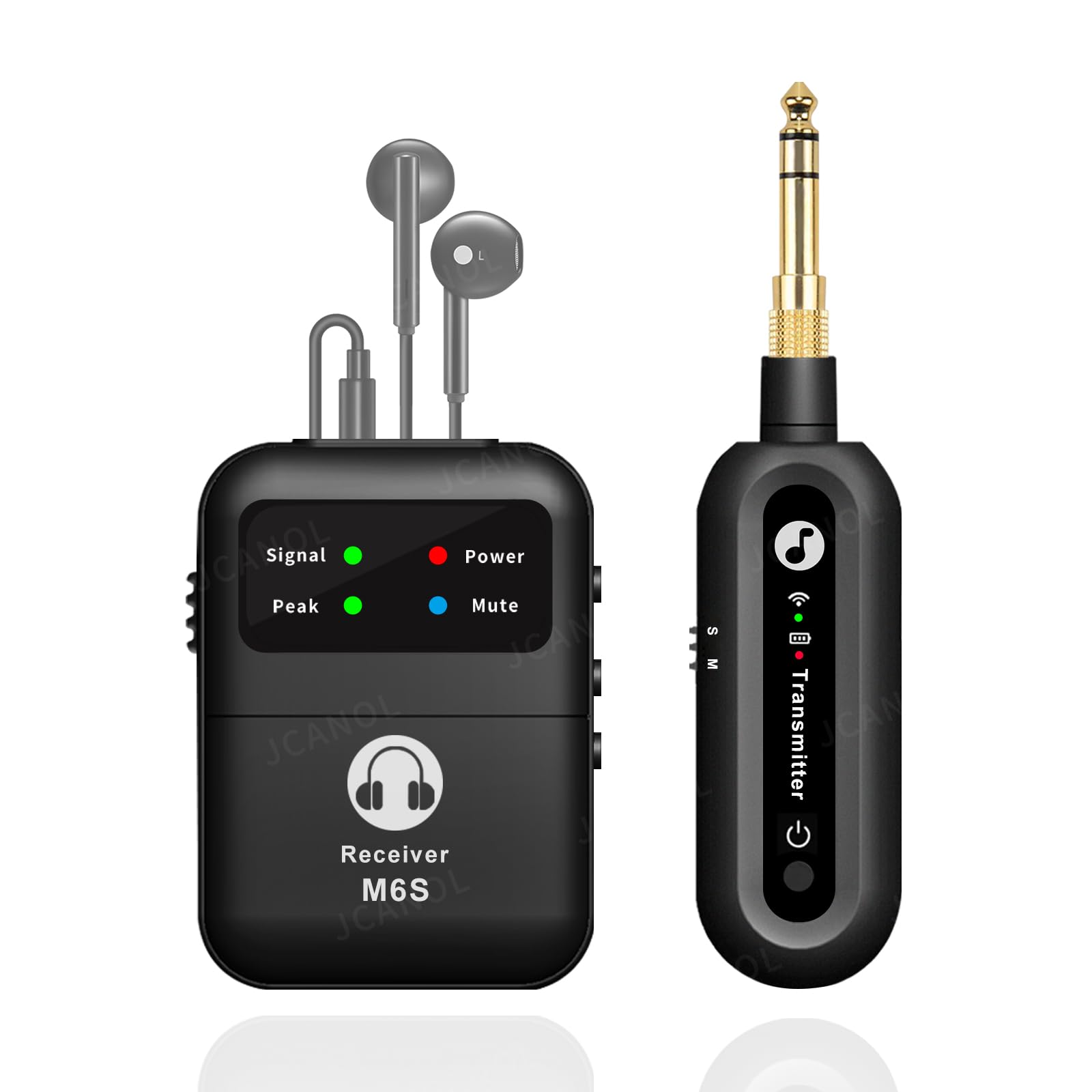JCANOL Stereo Wireless in-Ear Monitor System 2.4G Wireless IEM System Stage Monitor with 90 Rotate Transmitter Beltpack Receiver