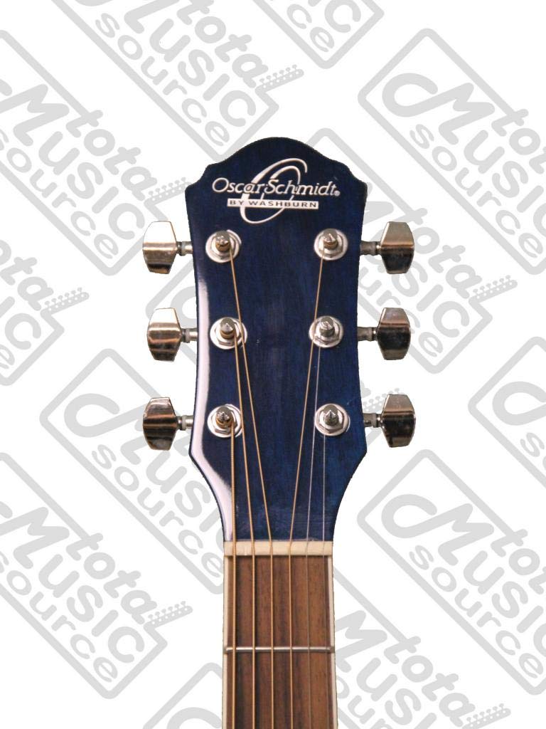 Oscar Schmidt Auditorium Florentine A/E Guitar, on board Tuner, Trans Blue, O...