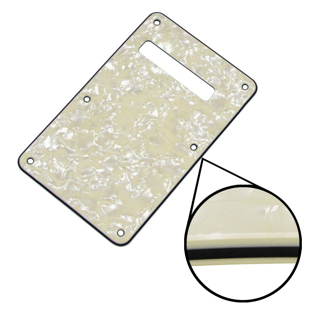 FLEOR SSS 8 Hole Vintage ST Pickguard Guitar Back Plate with Screw for Vintage ST Style Guitar Parts, 4Ply Aged Pearl