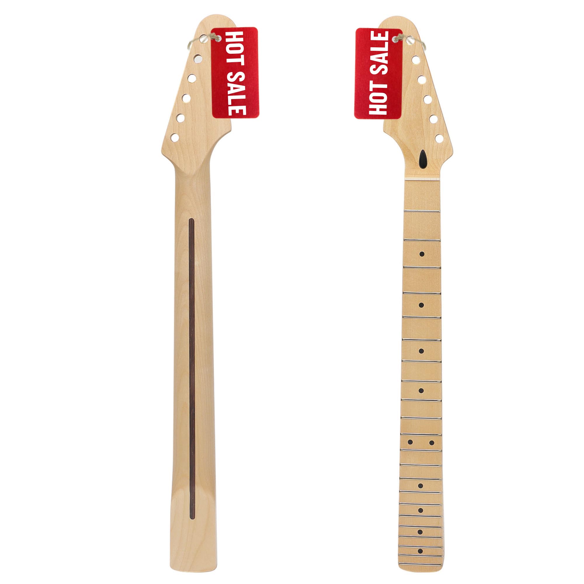 Amuic 22 Frets ST Guitar Neck For Left Hand, 25.5 Canadian Maple Electric Guitar Neck for Strat Style Guitar Parts Replacement
