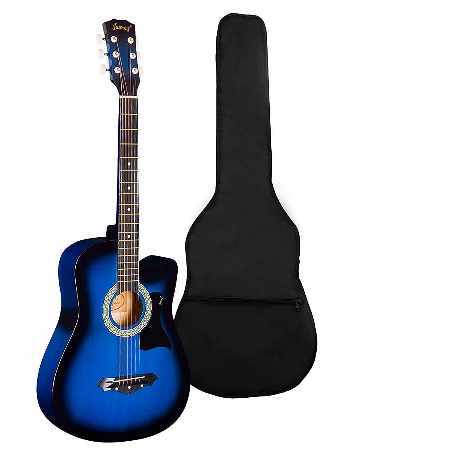 Juarez 38 Inches Lindenwood Acoustic Guitar With Dual Action Truss Rod, Bag, Picks, Allen Key, Extra String Set, Tbls Blue Sunbu