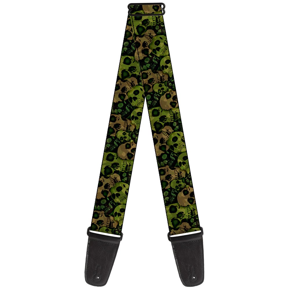 Buckle-Down Guitar Strap Camo Olive Black Skull Yard2 2 Inches Wide (Gs-W35548)