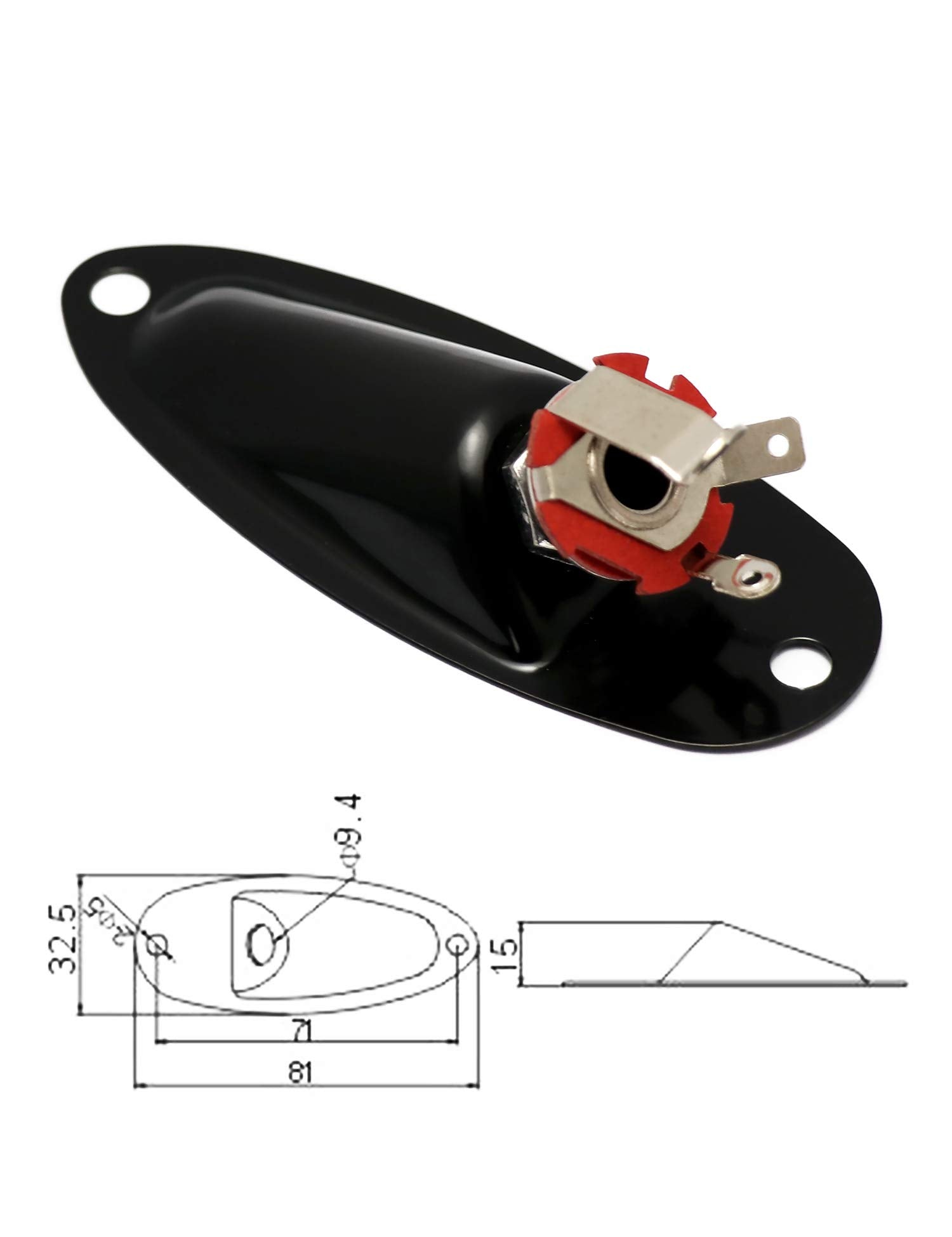 Metallor Output Input Jack Plate Socket with Screws Boat Style for Strat Style Electric Guitar Parts Replacement Black.