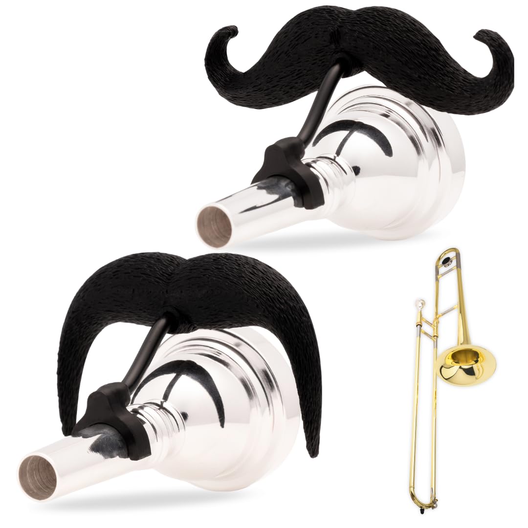 Brasstache 2.0 Combo Pack - [2-Pack] The Original Clip-on Mustache for Brass Instrument Mouthpieces, XL and Handlebar Combo Vers