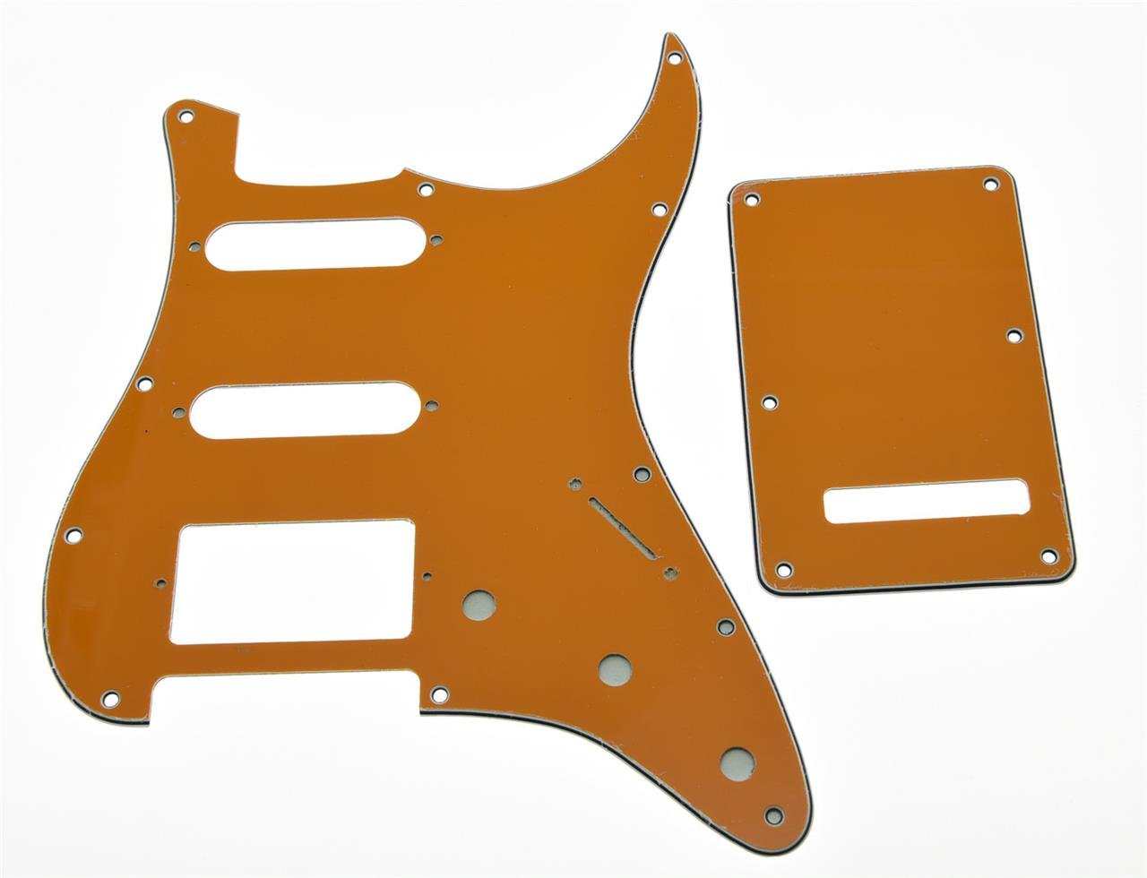 Kaish 11 Hole Strat Style Hss Pickguard St Back Plate Tremolo Trem Cover For Stratocaster/Strat Made In Usa/Mexico Orange 3 Ply
