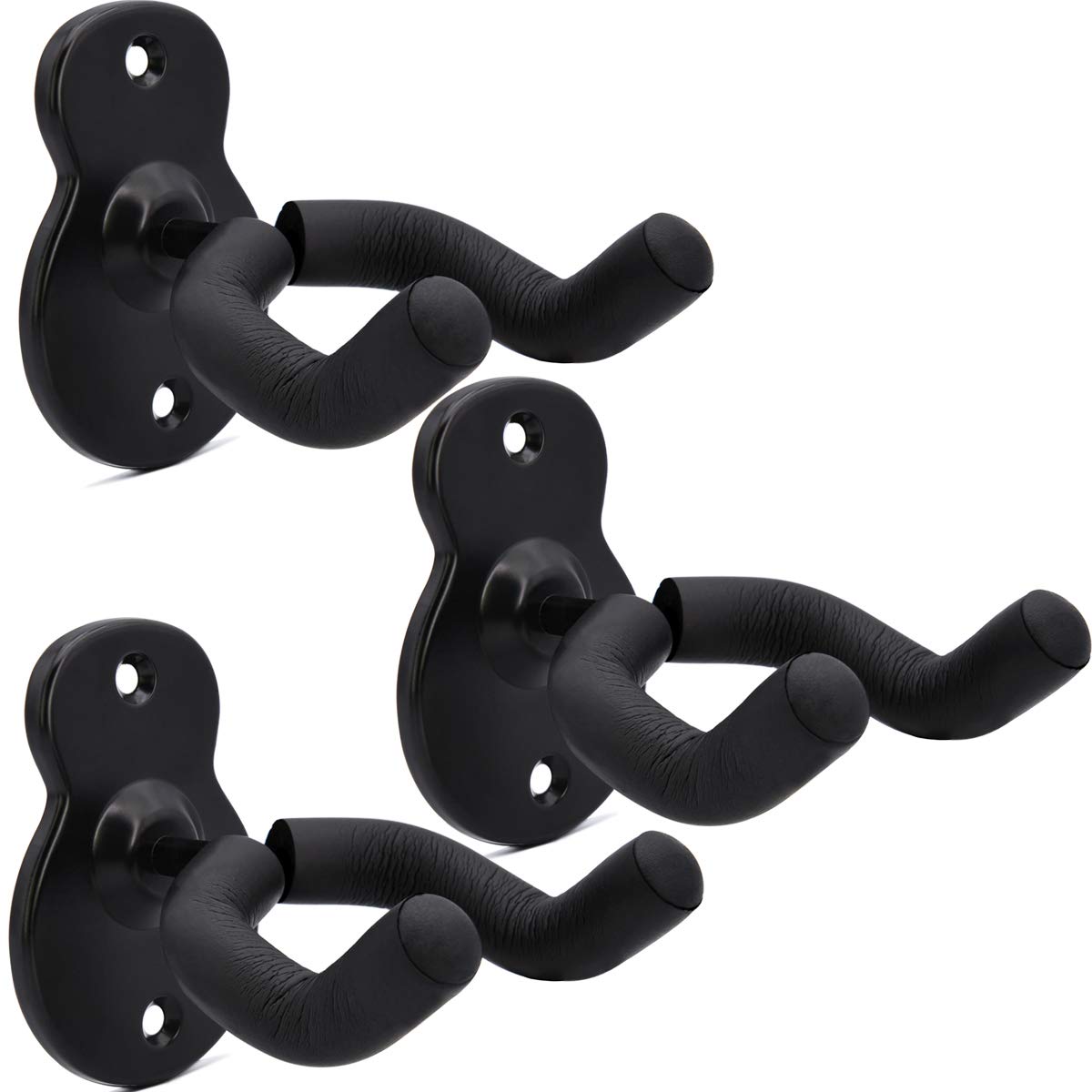 Guitar Wall Mount Hangers 3 Pack, Guitar Style Wall Holders Hooks Stands For Acoustic Electric Bass Classical Ukulele Guitars