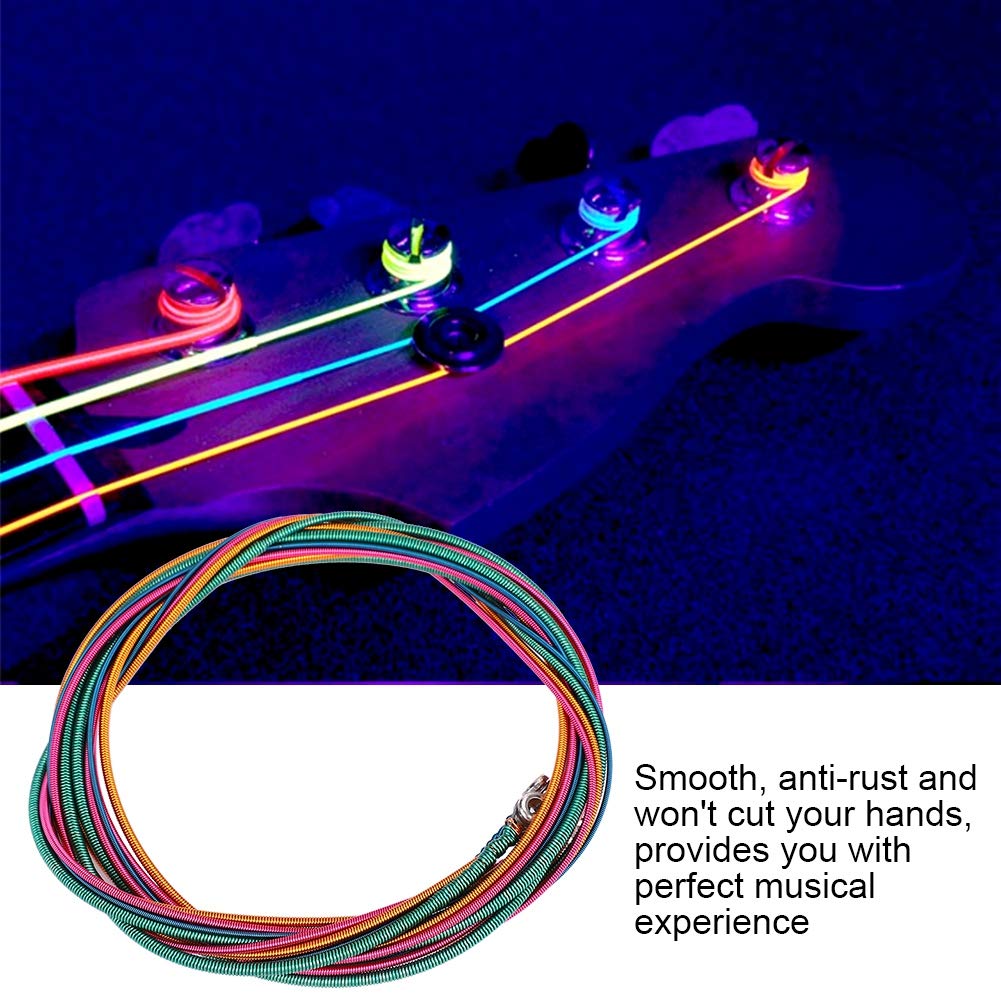 Bass Strings Colorful Electric Guitar Replacement String Set for 1.16mm, 1.44mm, 2.0mm, 2.54mm Multi Color Strings