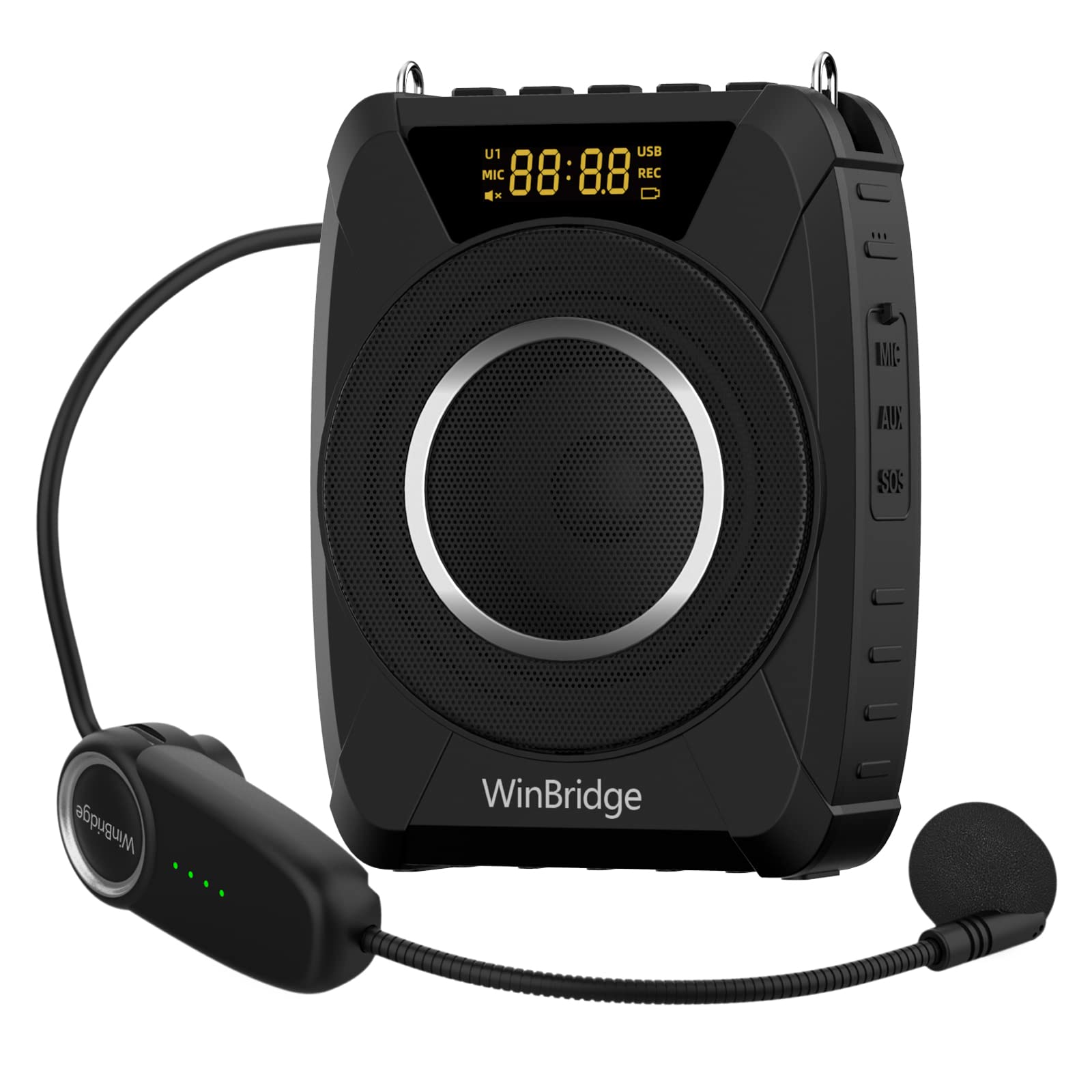 Voice Amplifier Wireless Microphone, 20W Portable PA System with Bluetooth & Headset Mic, Waterproof Portable Microphone and Spe