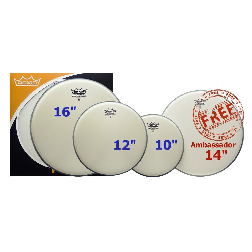 Remo Ambassador 4-Pc Tom Pack - 10 12 14 16 Inches - Coated