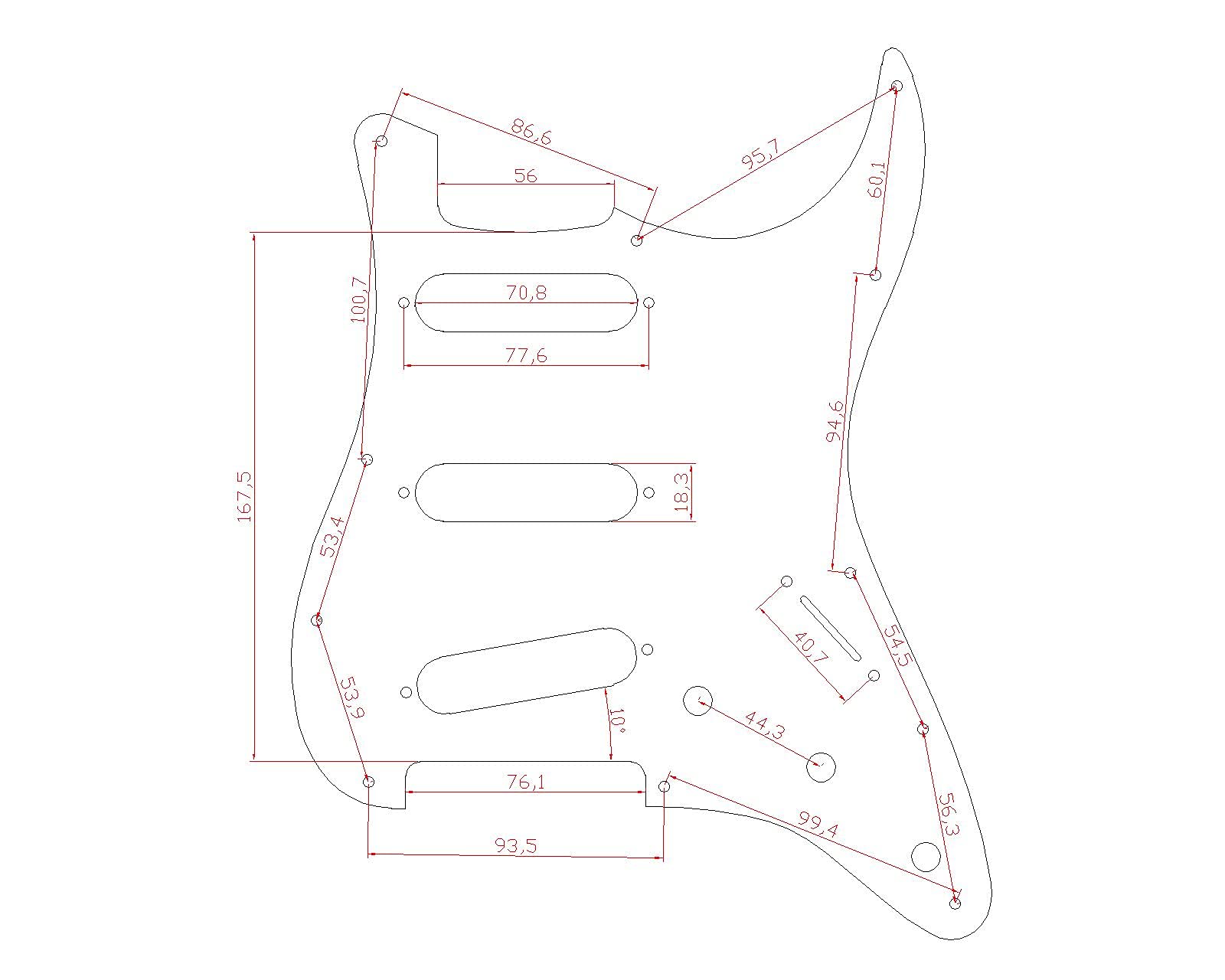Dopro Black 3 Ply 11 Hole Strat Style Guitar Pickguard Bridge Reversed for FD Jimi Hendrix Stratocaster