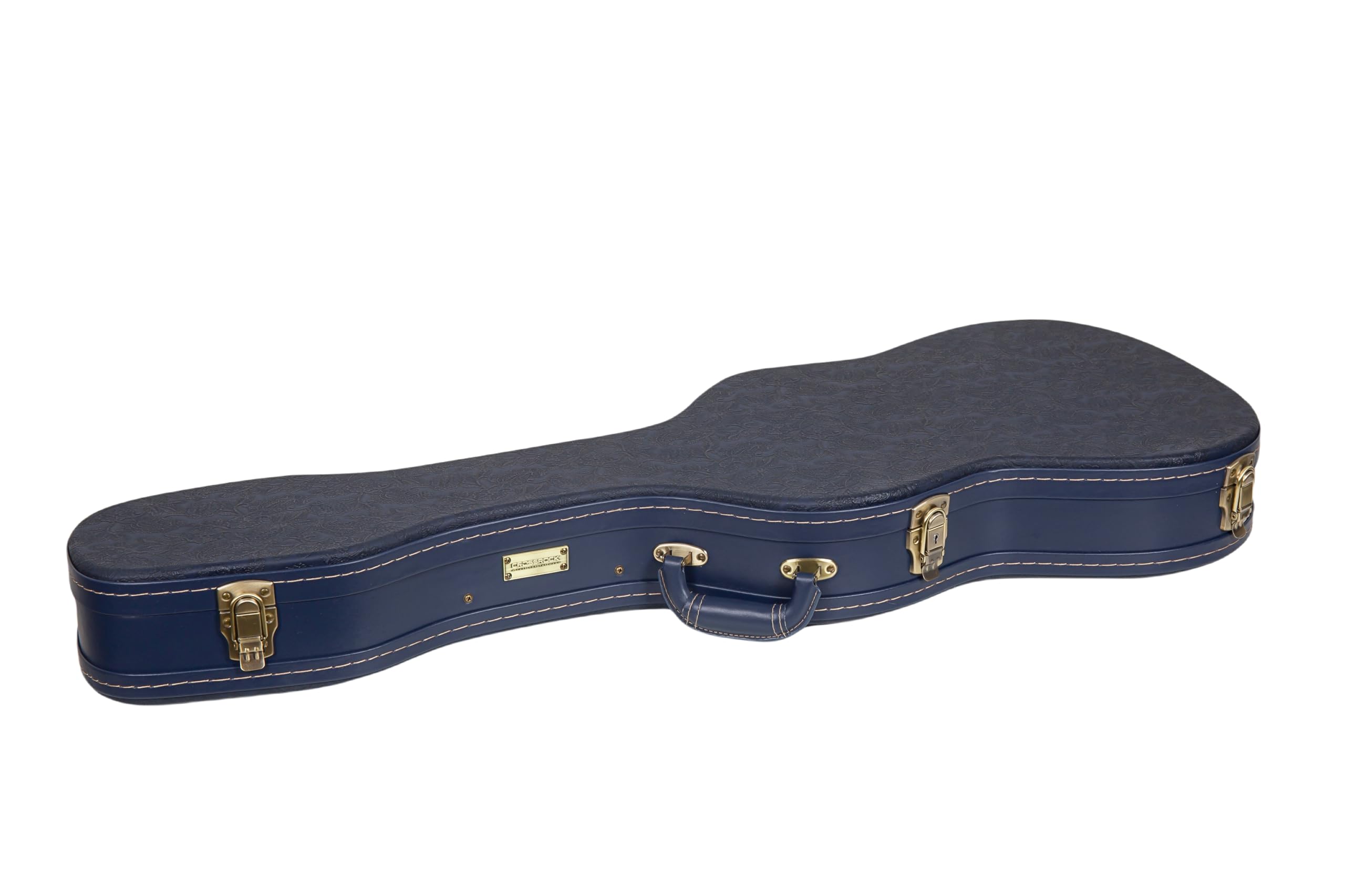 Crossrock Relief Series Electric Guitar Case for Telecaster & Stratocaster Style | Carved Ocean Blue Finish, Deep Scarlett Velve