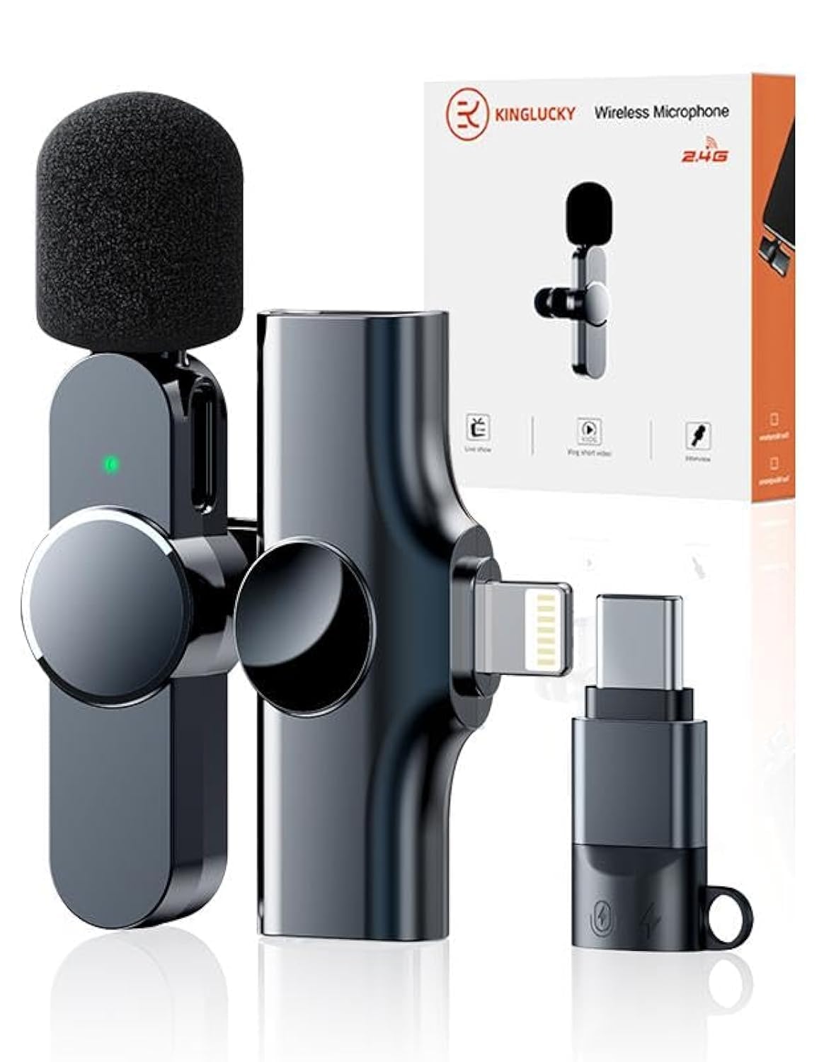 Kinglucky Lavalier Mini Microphone for iPhone iPad Android Professional Noise Cancelling [360 Pick Up] Wireless Lavalier Microph