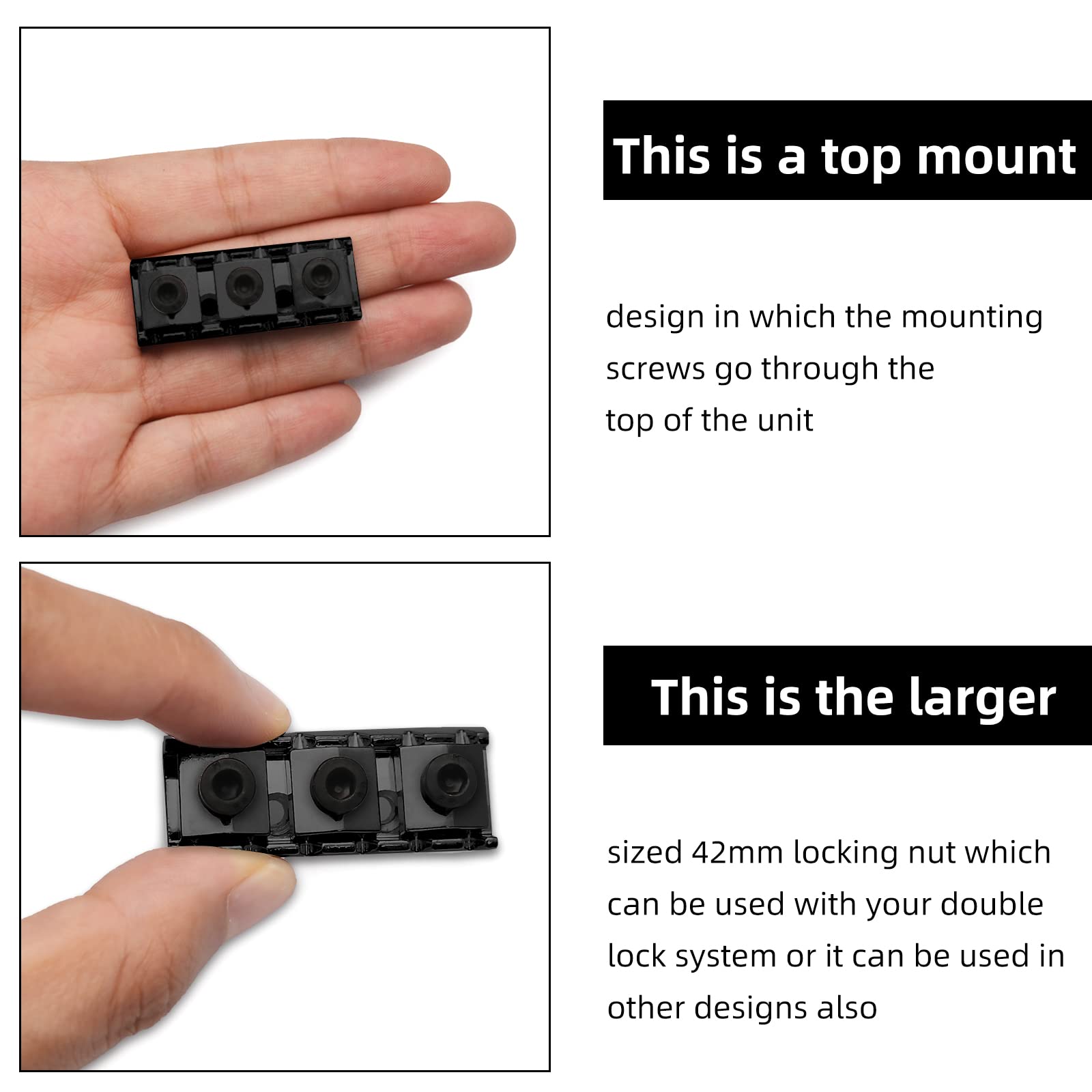 SAPHUE 42MM Guitar Tremolo Bridge Locking Nut 1-11/16 ''for Floyd Rose Style Electric Guitar Tremolo Bridge Lock System (Black)