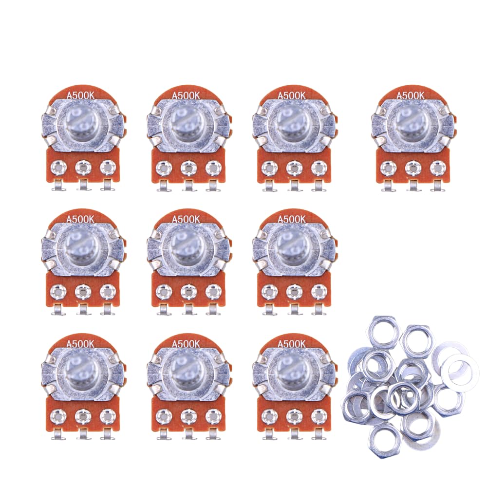 10pcs Guitar & Amp Potentiometer, 500K Audio, Knurled Split Shaft