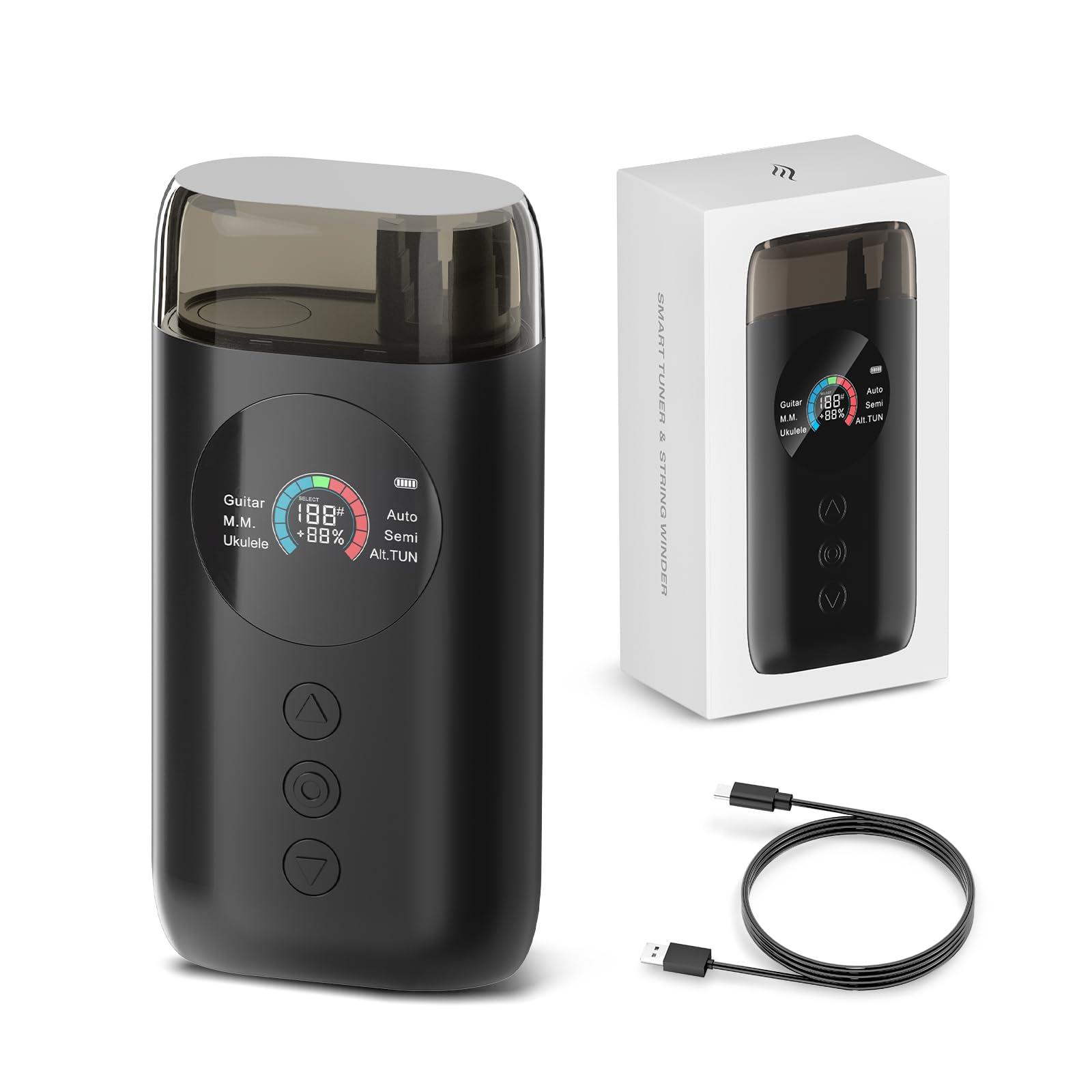 Enya Smart Automatic Guitar Tuner, Full-color LCD Screen - Metronome & String Winder - For Electric Guitars, Acoustic Guitars, U