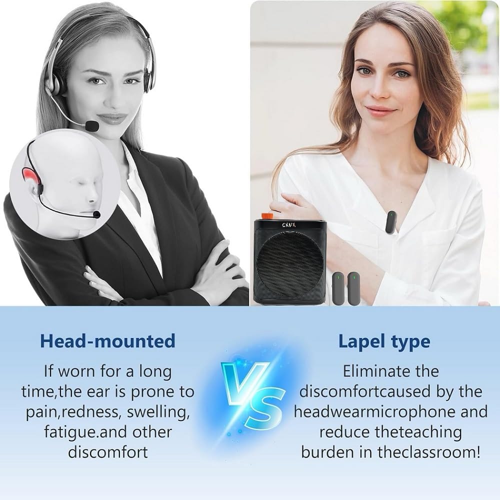 Wireless Voice Amplifier with Wireless Lavalier Microphone,Portable Speaker with Dual Lavalier Lapel Clip Bluetooth Microphone f