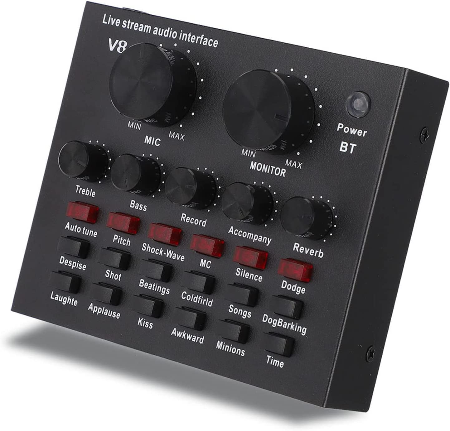 Zhizuka V8 Portable Audio Mixer /Audio Interface, Bluetooth V8 Sound Card For Live Streaming/Recording/Podcast/Voice Change/Kara