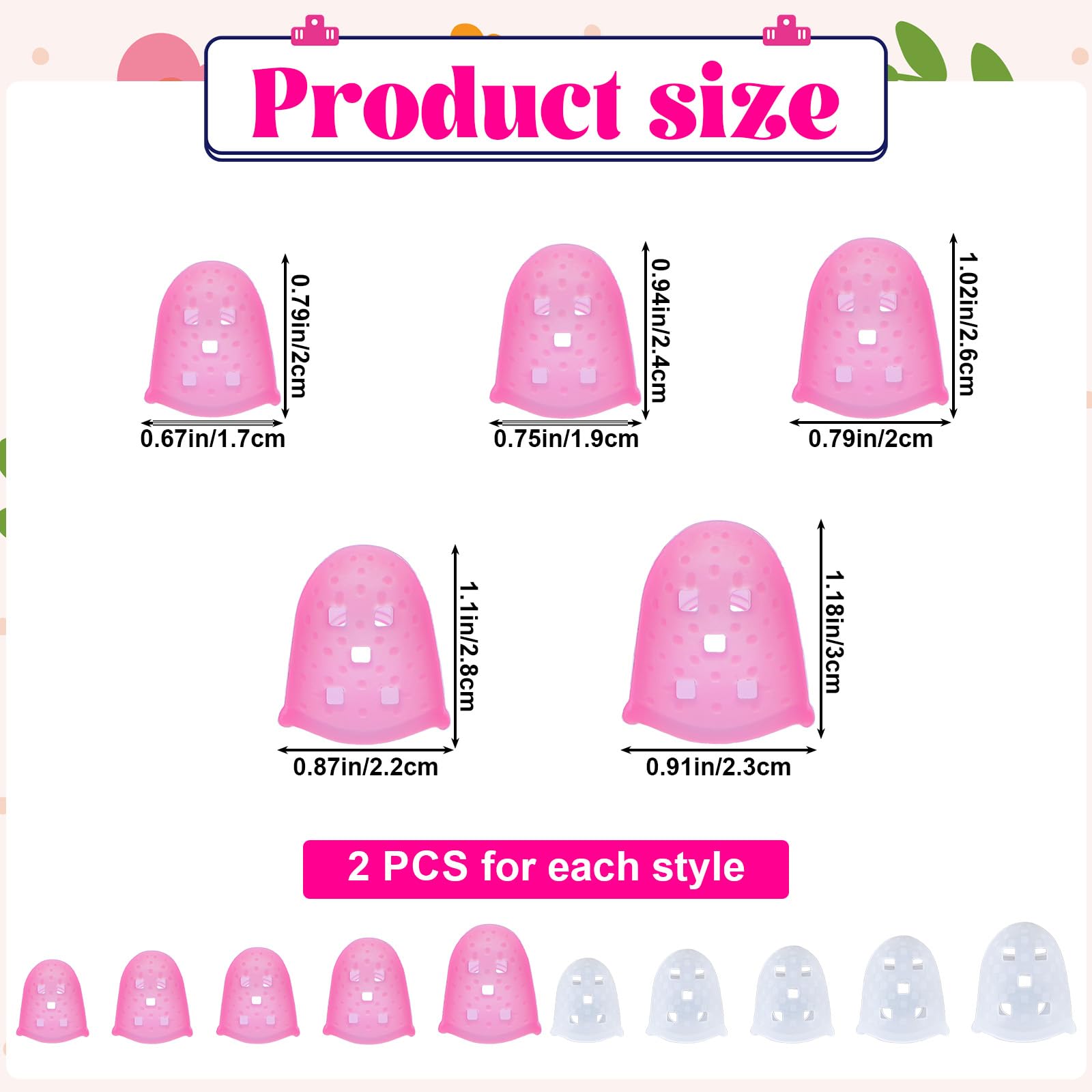 JIYIN 20 Pcs Rubber Finger Tips, Silicone Guitar Fingertip Protector Fingertip Protector Caps 5 Sizes Rubber Fingers Tips Guard